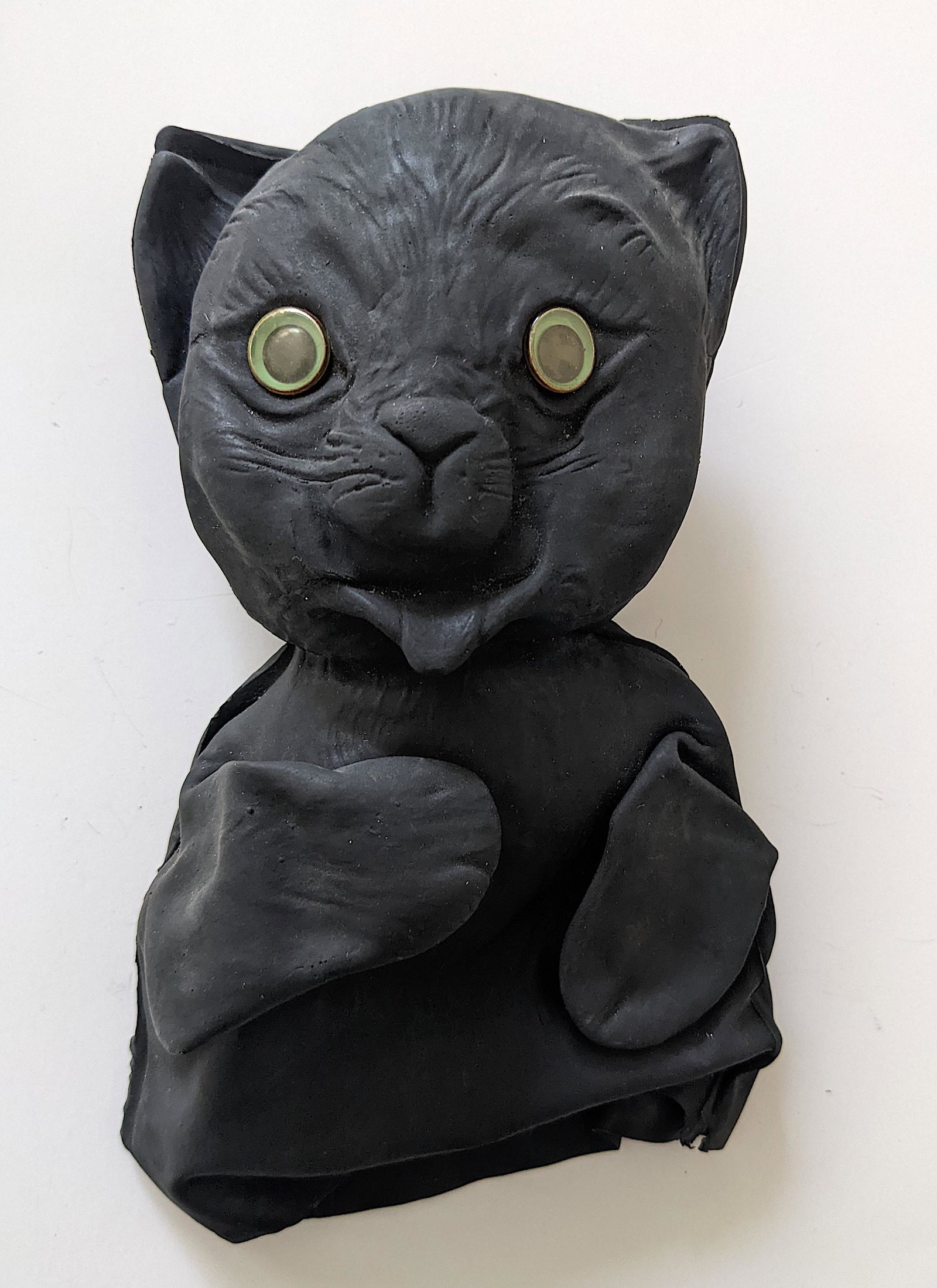 Rare Advertisement Blackie The Cat Puppet: Provenance from a deceased Halloween and Black Cat collector in West Coast, Florida. The dimensions are Approx. 8" x 6" (Small variances can occur). This lot is located in Boca Raton, Fl and its shipm