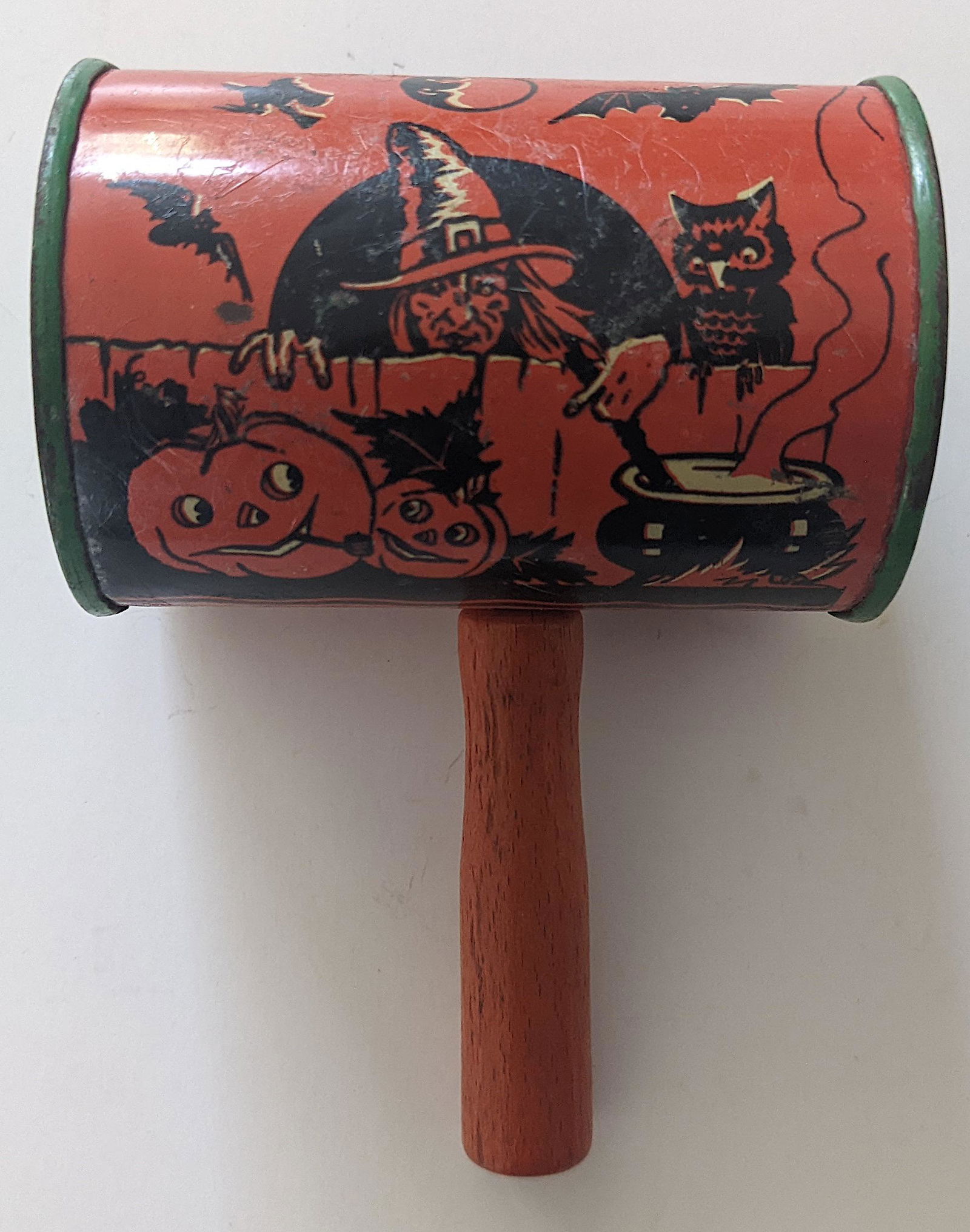 Vintage Halloween Noisemaker Metal With Wooden Handle (1 of 4)