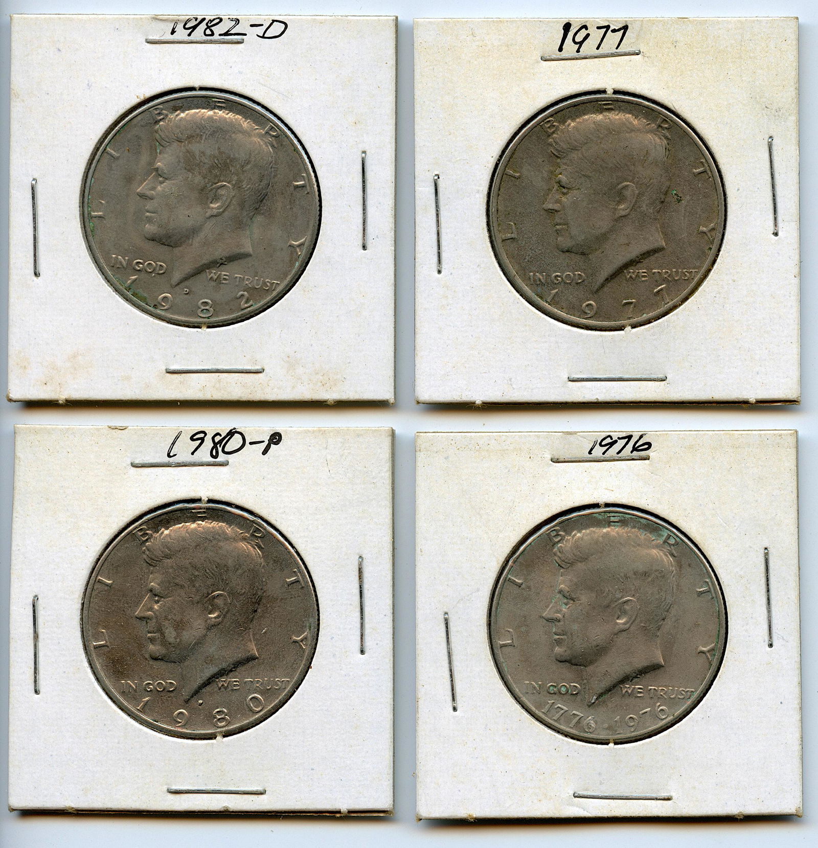 Set with 4 Half Dollar Coins 1982, 1977, 1980, 1776-1976 (1 of 2)