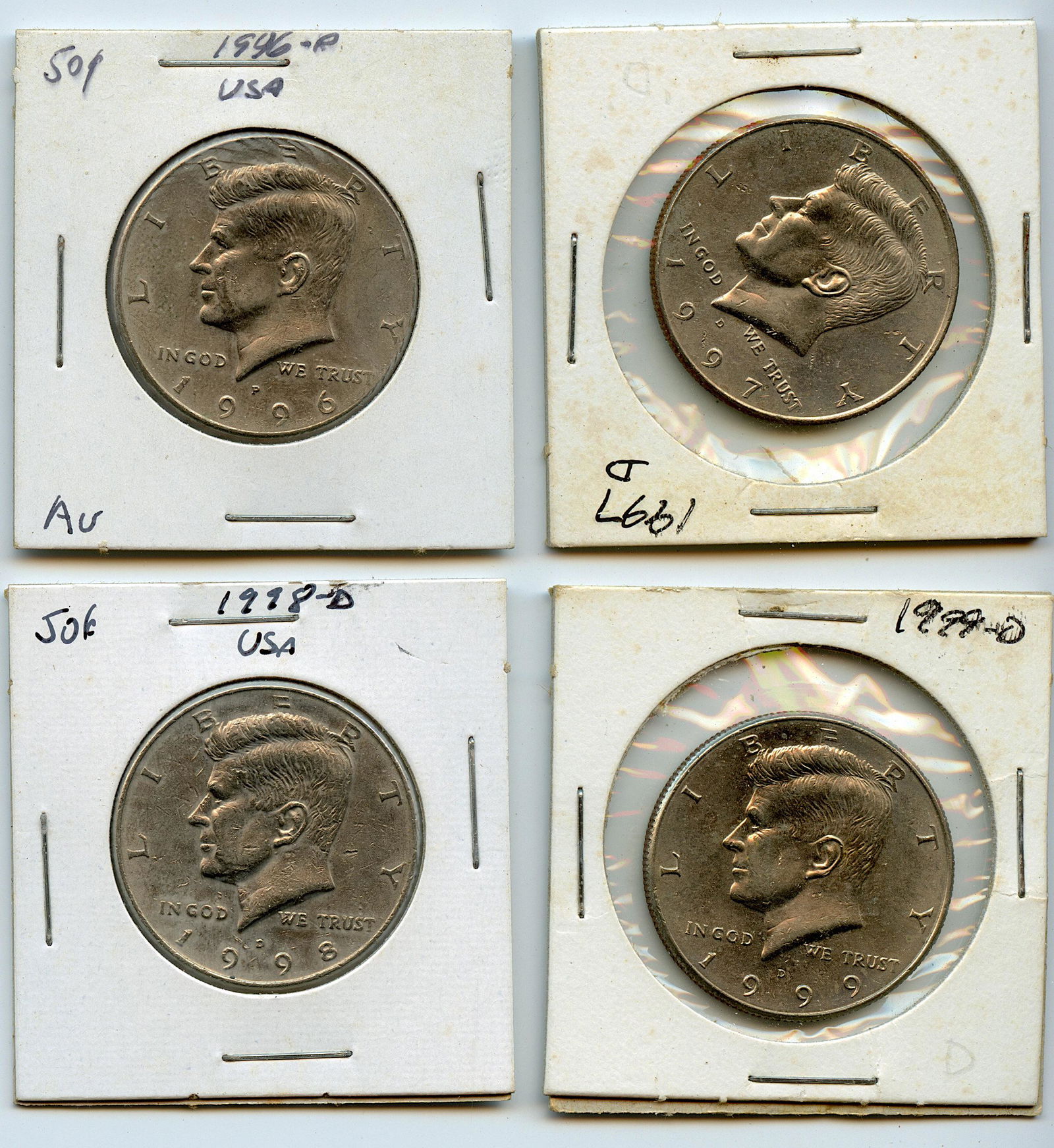 Set with 4 Half Dollar Coins 1996, 1997, 1998, 1999 (1 of 2)
