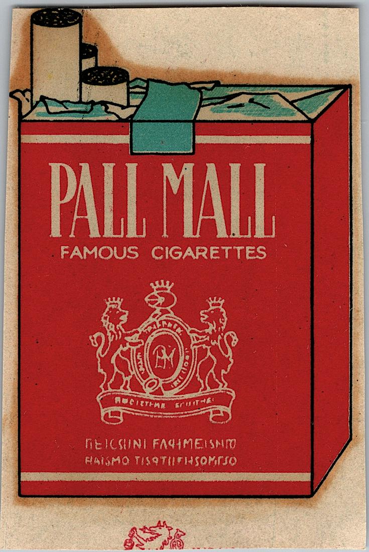 Vintage Rare Advertisement Cigarettes Decal PALL MALL (1 of 1)