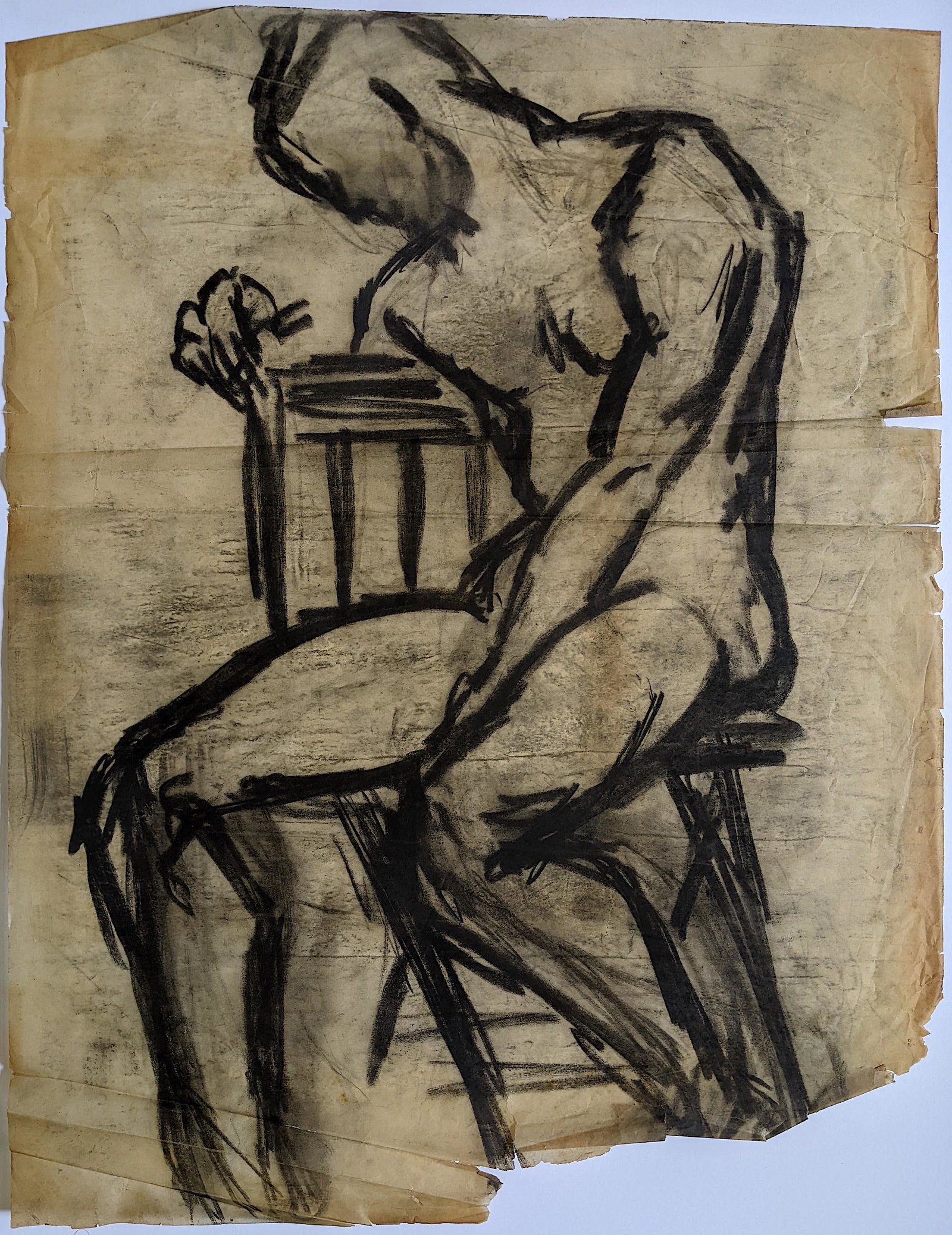 Vintage Original OUIDA GEORGE Sketch Body Pastel Drawing (1 of 1)