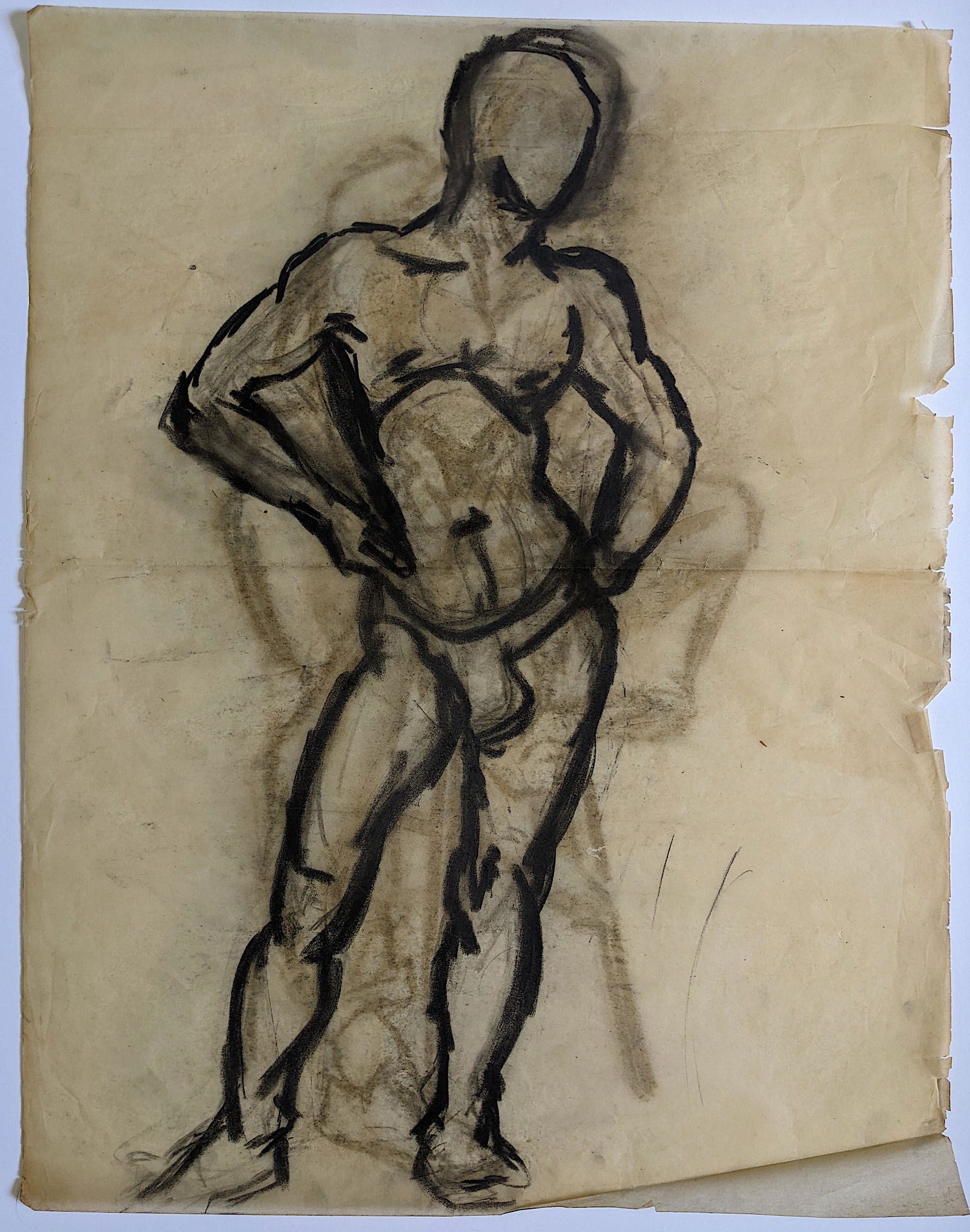 Vintage Original OUIDA GEORGE Sketch Body Pastel Drawing (1 of 1)