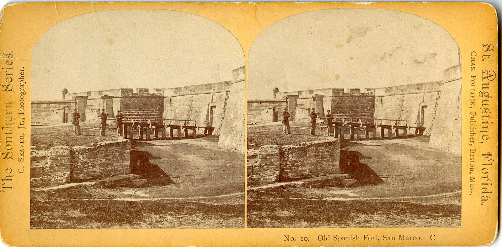 Antique Real Photo Stereoview Old Spanish Fort, St. Augustine, FL: This collection of stereoviews are originals from the epoch . They come mainly from collectors in the U.S.A. and constitute wonderful testimonies of past time that tend to be unique. Their scarcity, c
