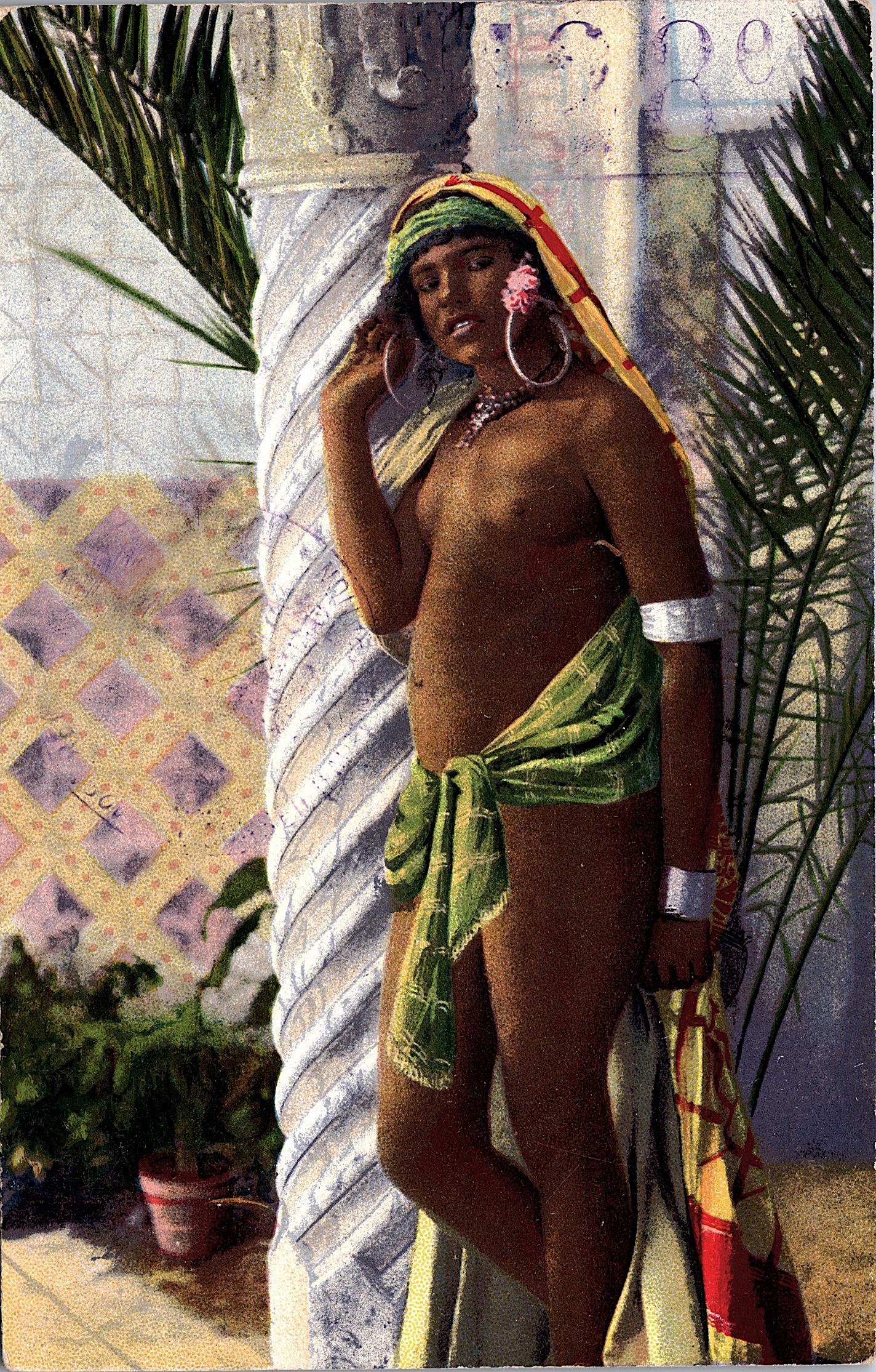 Antique Vintage Postcard Female Nude Morocco: The dimensions of an antique/vintage postcard are Approx. 5.5"x 3.5" (small variances can occur). ABOUT SHIPPING: This lot is located in Boca Raton, Fl and its shipment will be made directly by Arteli