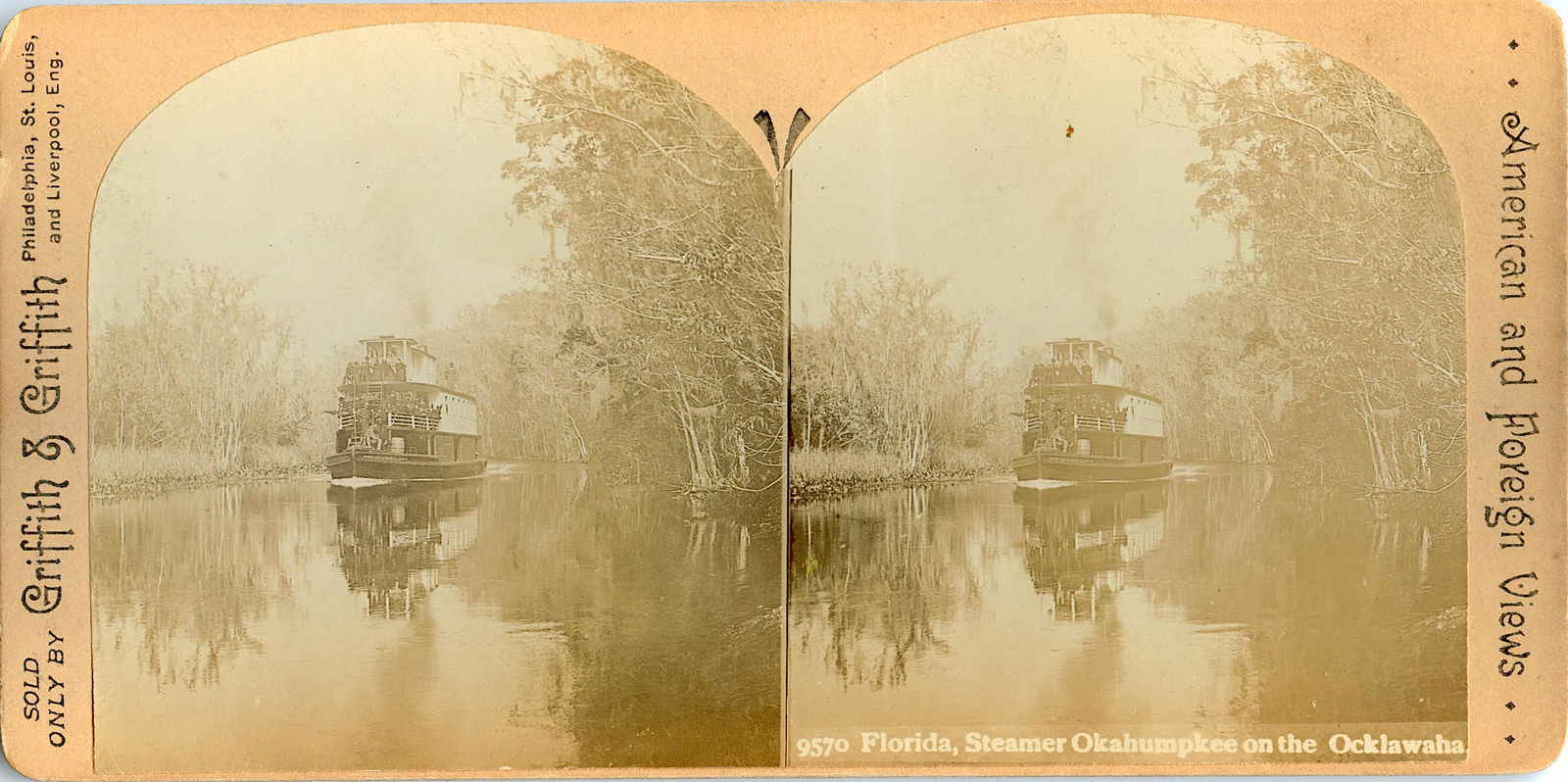 Rare Authentic Antique Real Photo Stereoview Steamer, FL (1 of 2)