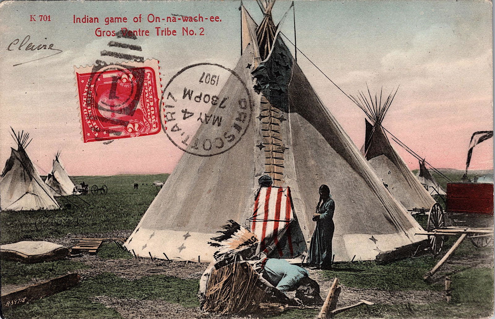Antique Rare Vintage Postcard American Indians Natives (1 of 2)