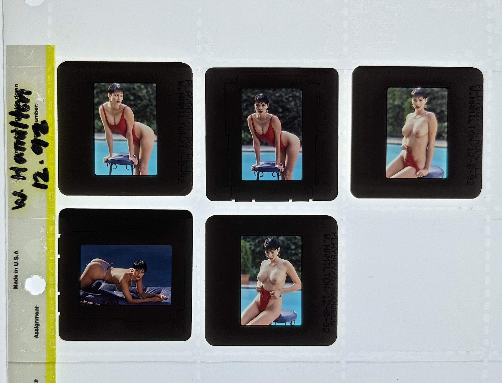 5 Positive Photo Slides Transparency Pin Up W. Hamilton (1 of 1)