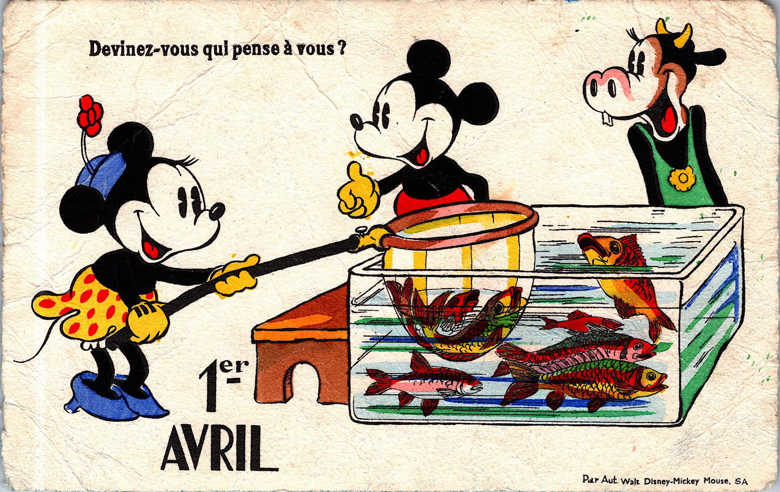 Vintage Walt Disney Postcard Mickey Mouse 1920s - 1950s (1 of 2)