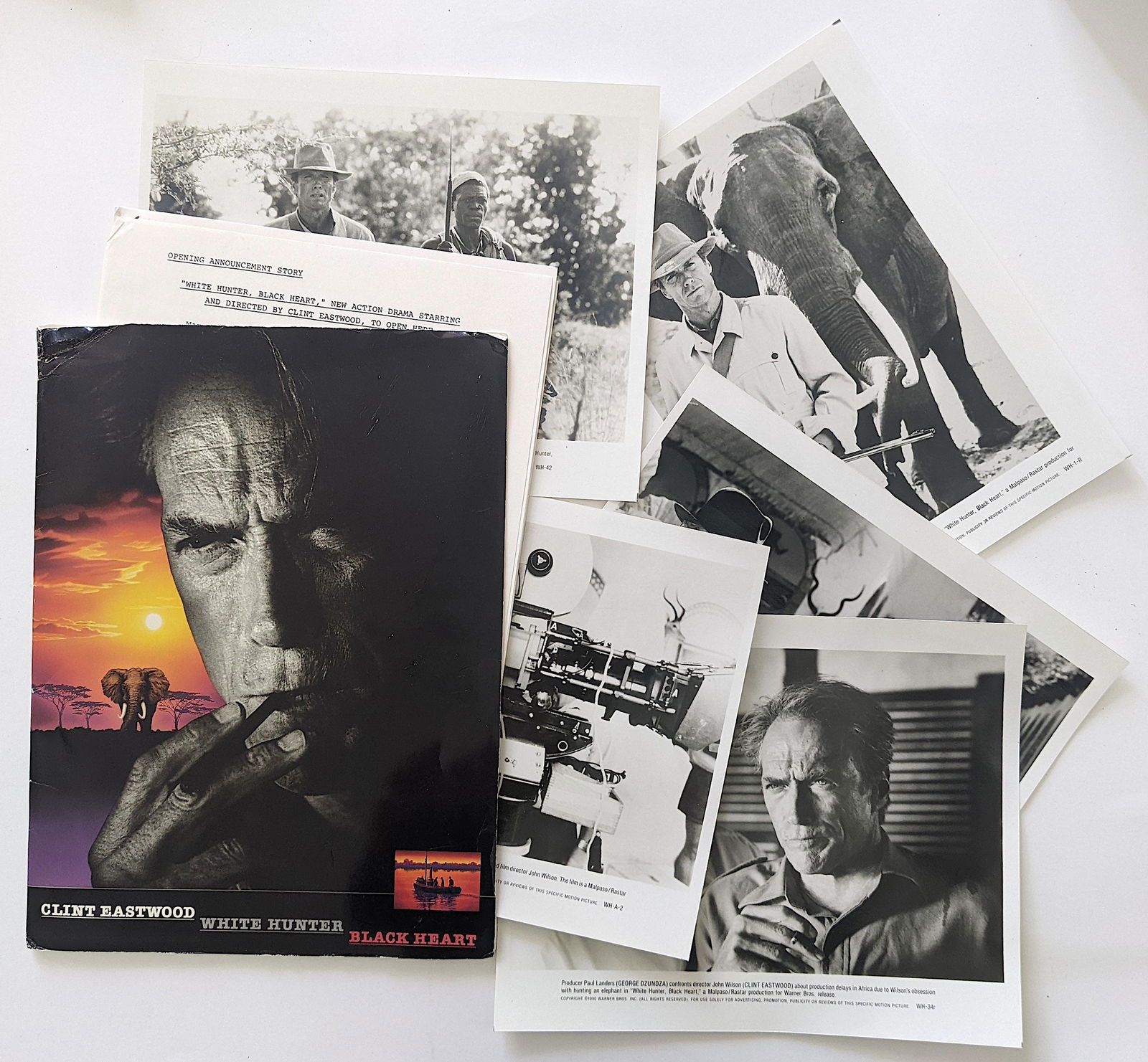 CLINT EASTWOOD White Hunter Black Hearth Production Info. (1 of 2)