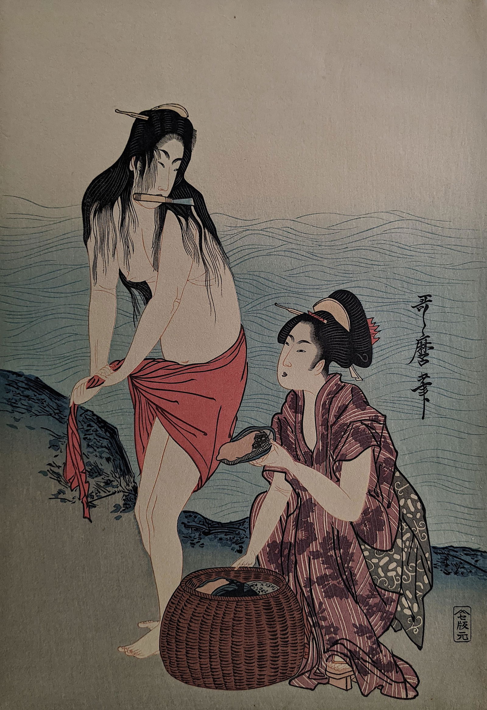 Woodblock Print of The Awabi Fishers by Kitagawa Utamaro (1 of 3)