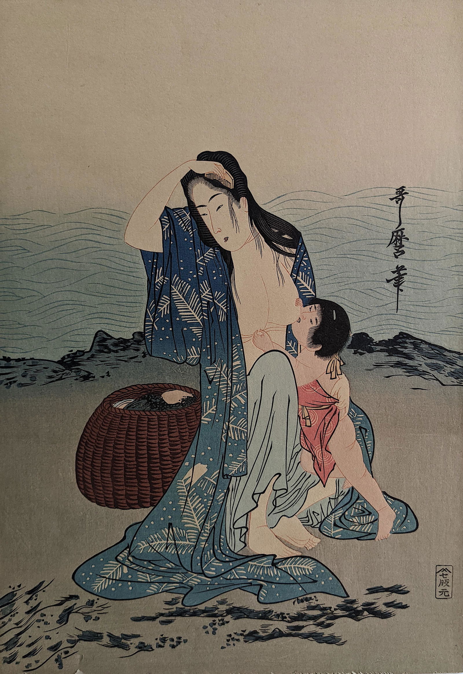 Woodblock Print of The Awabi Fishers by Kitagawa Utamaro (1 of 5)