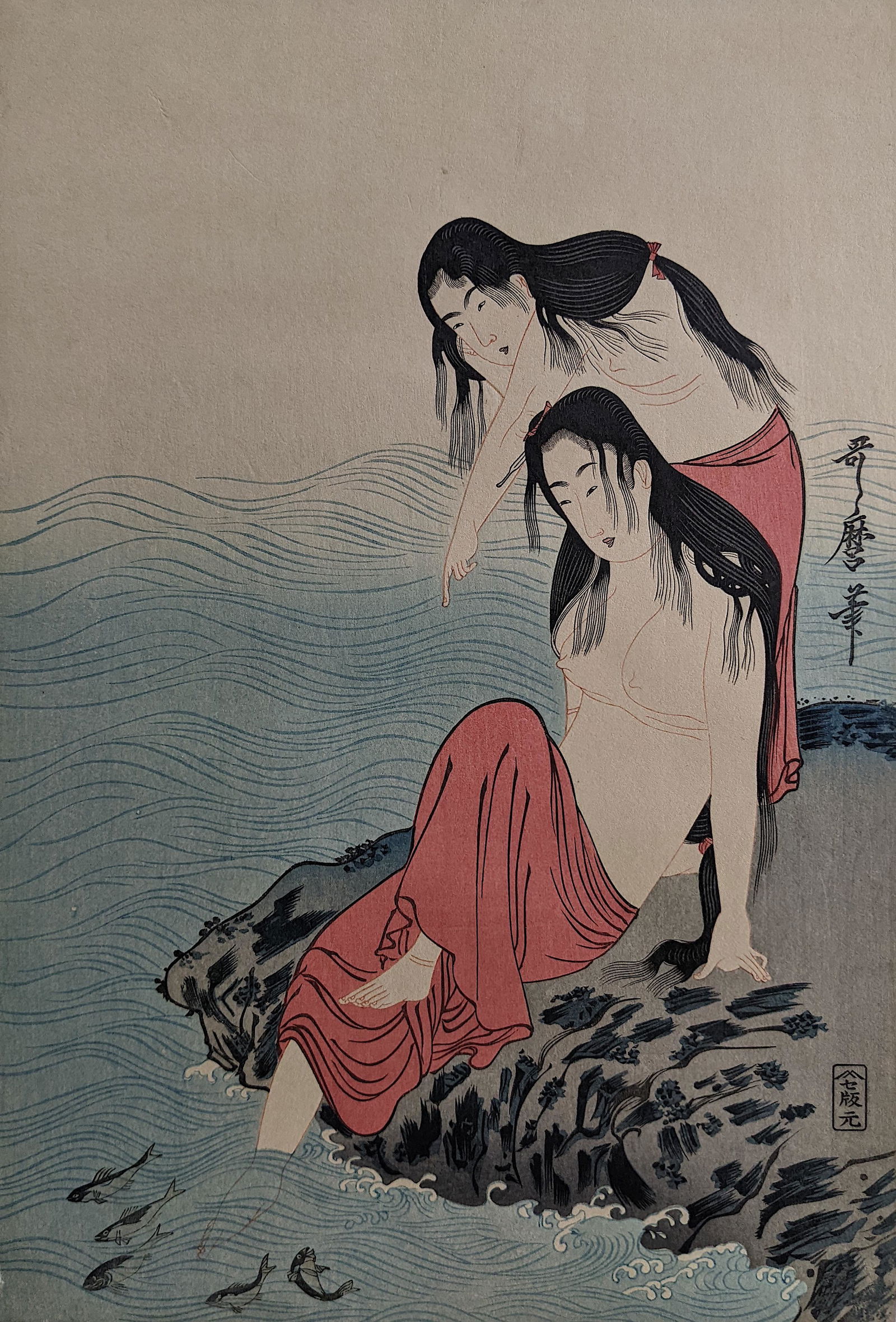Woodblock Print of The Awabi Fishers by Kitagawa Utamaro (1 of 5)