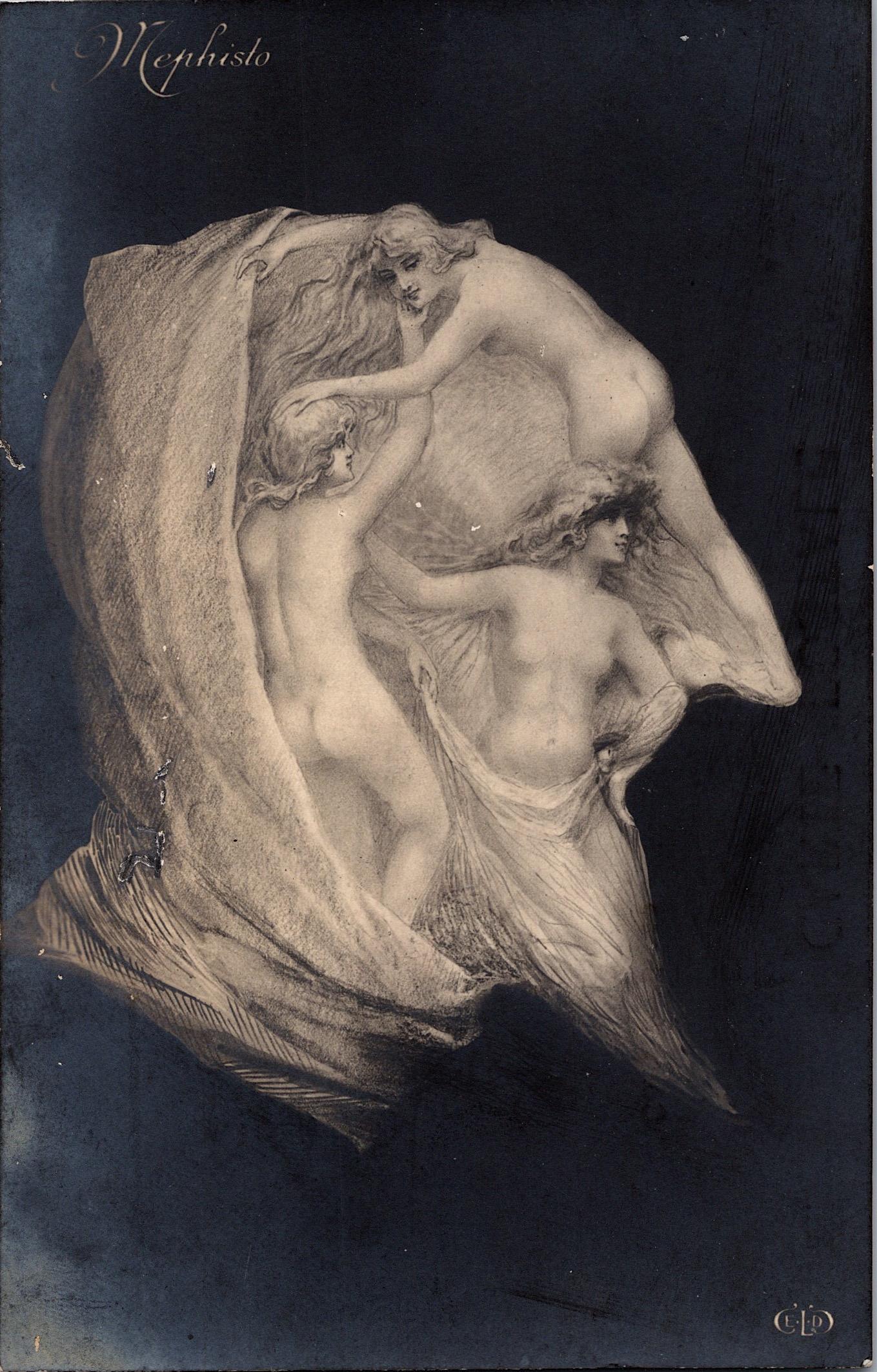 Rare Real Photo Postcard Nudes Surrealism (1 of 2)