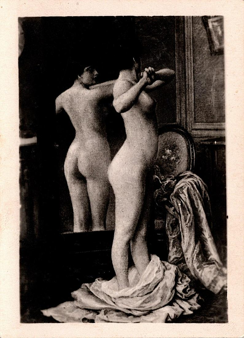 Antique Real Photo Card Salon De Paris Nude: The dimensions of an antique/vintage postcard are Approx. 2.75"x 3.5" (small variances can occur). ABOUT SHIPPING: This lot is located in Boca Raton, Fl and its shipment will be made directly by Artel