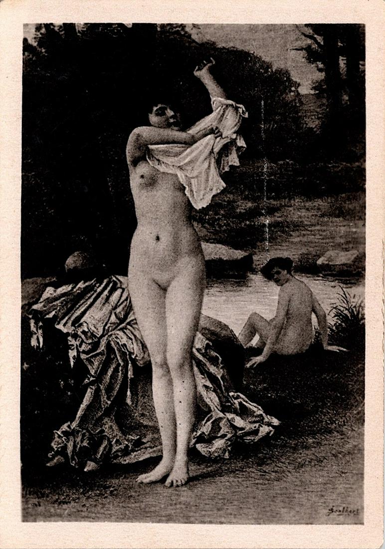 Antique Real Photo Card Salon De Paris Nude: The dimensions of an antique/vintage postcard are Approx. 2.75"x 3.5" (small variances can occur). ABOUT SHIPPING: This lot is located in Boca Raton, Fl and its shipment will be made directly by Artel
