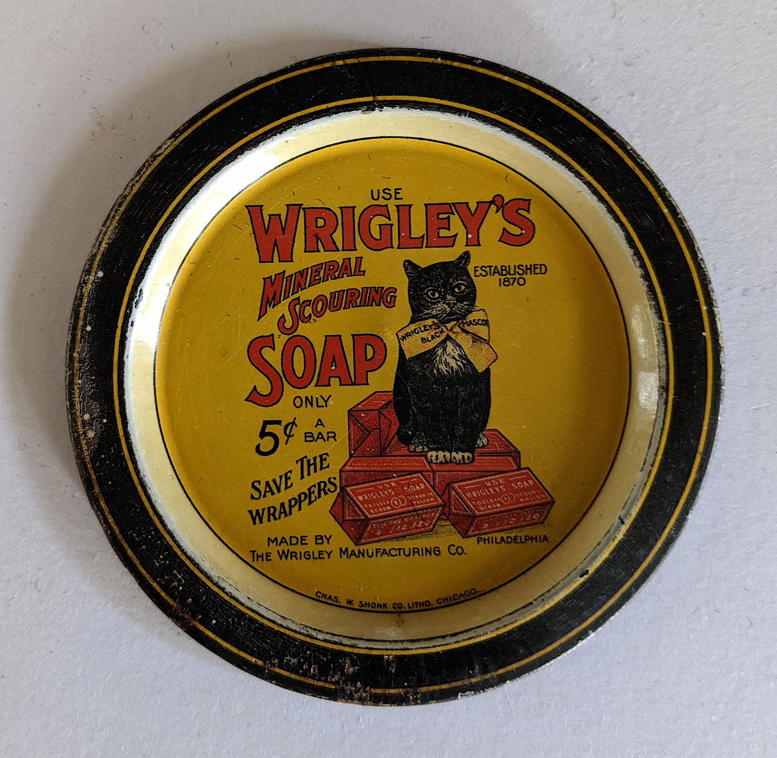 Extremely Rare Early Tin Wrigley's Soap Tip Tray Advertising (1 of 2)