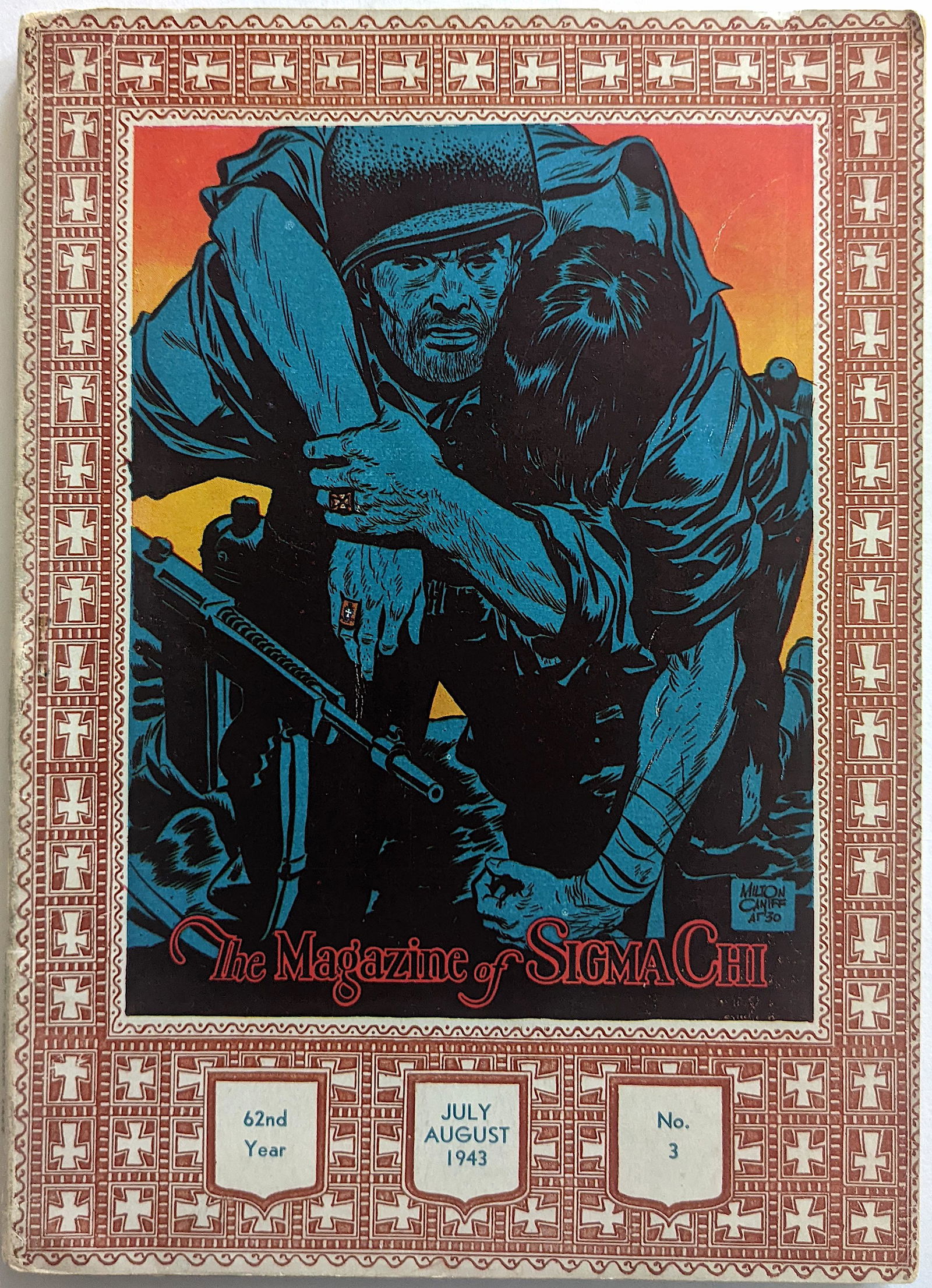 SIGMA CHI Fraternity Magazine 1943 Illust. Milton Caniff (1 of 3)