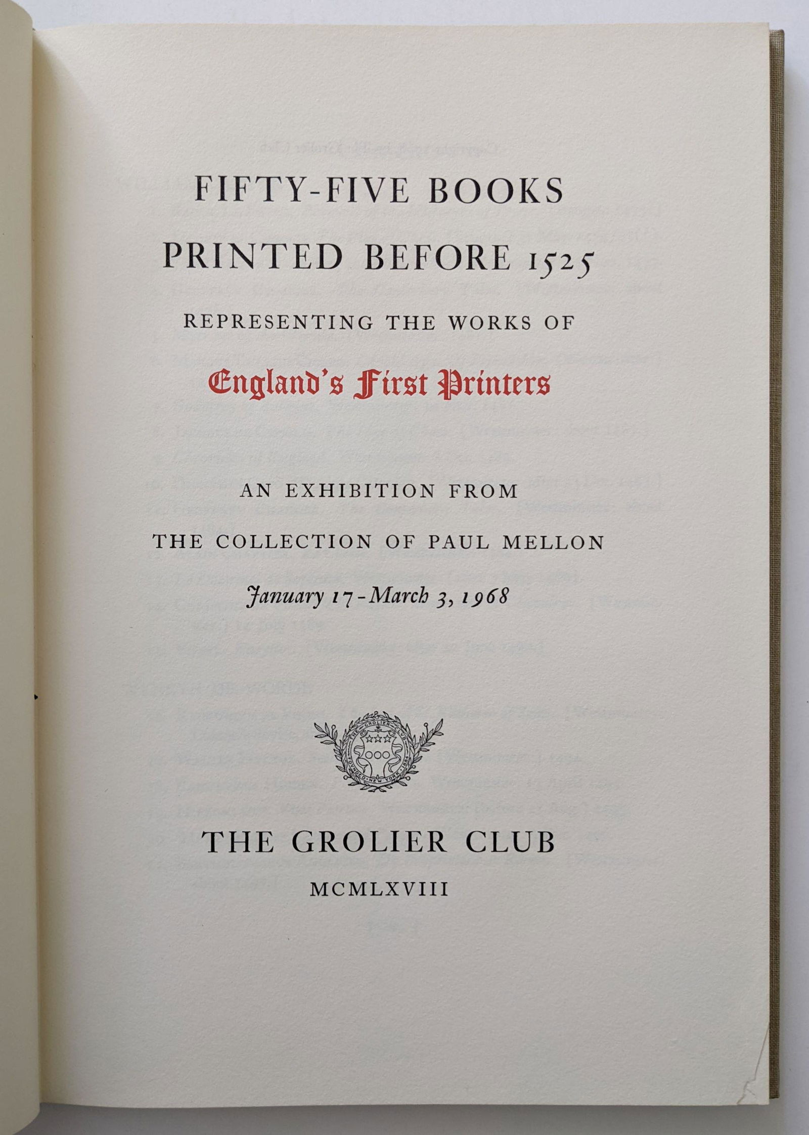 Fifty-Five Books Printed Before 1525 by THE GROLIER CLUB (1 of 3)