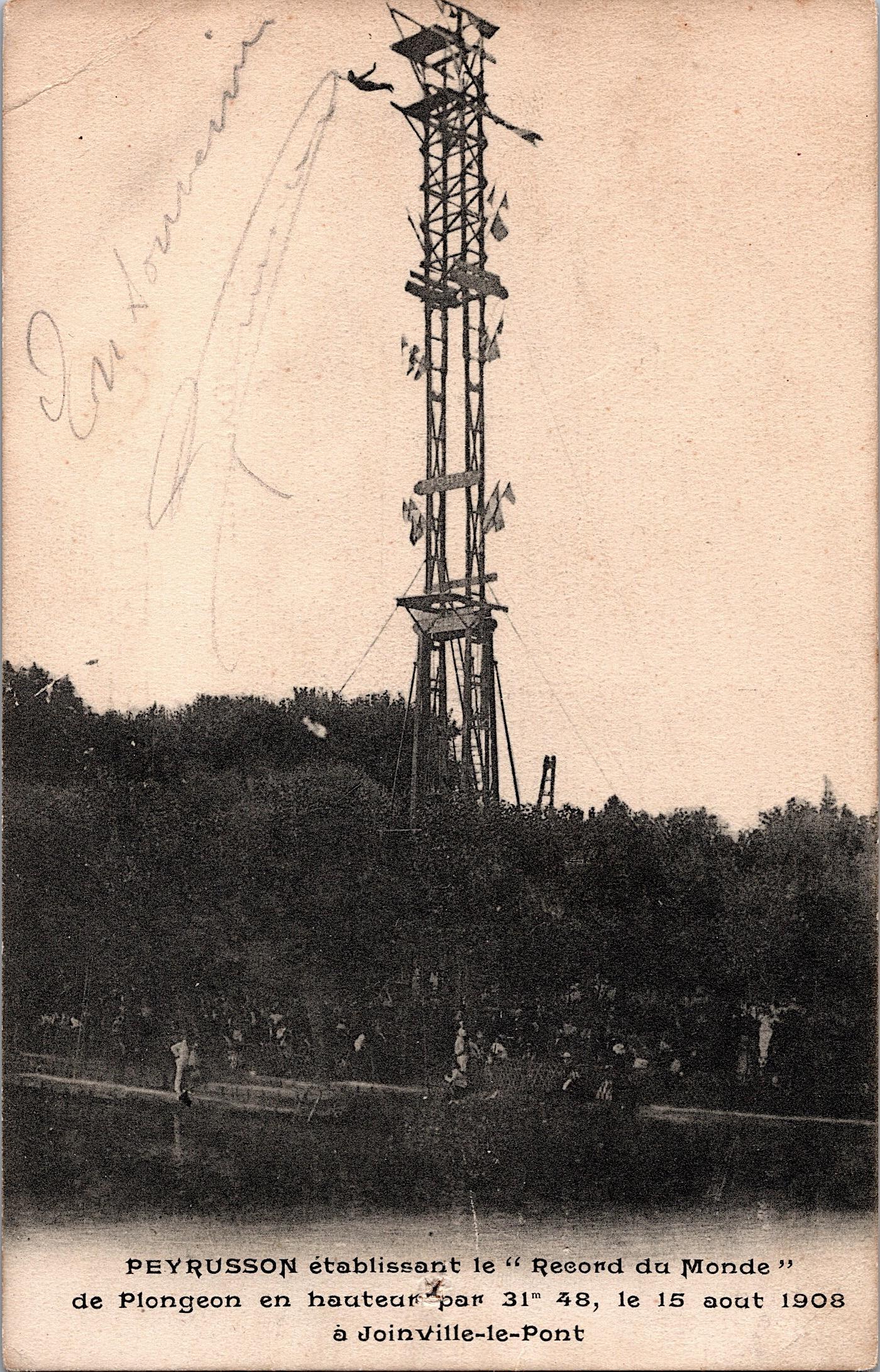 Antique Vintage Rare Postcard World Record Jump Pool (1 of 2)