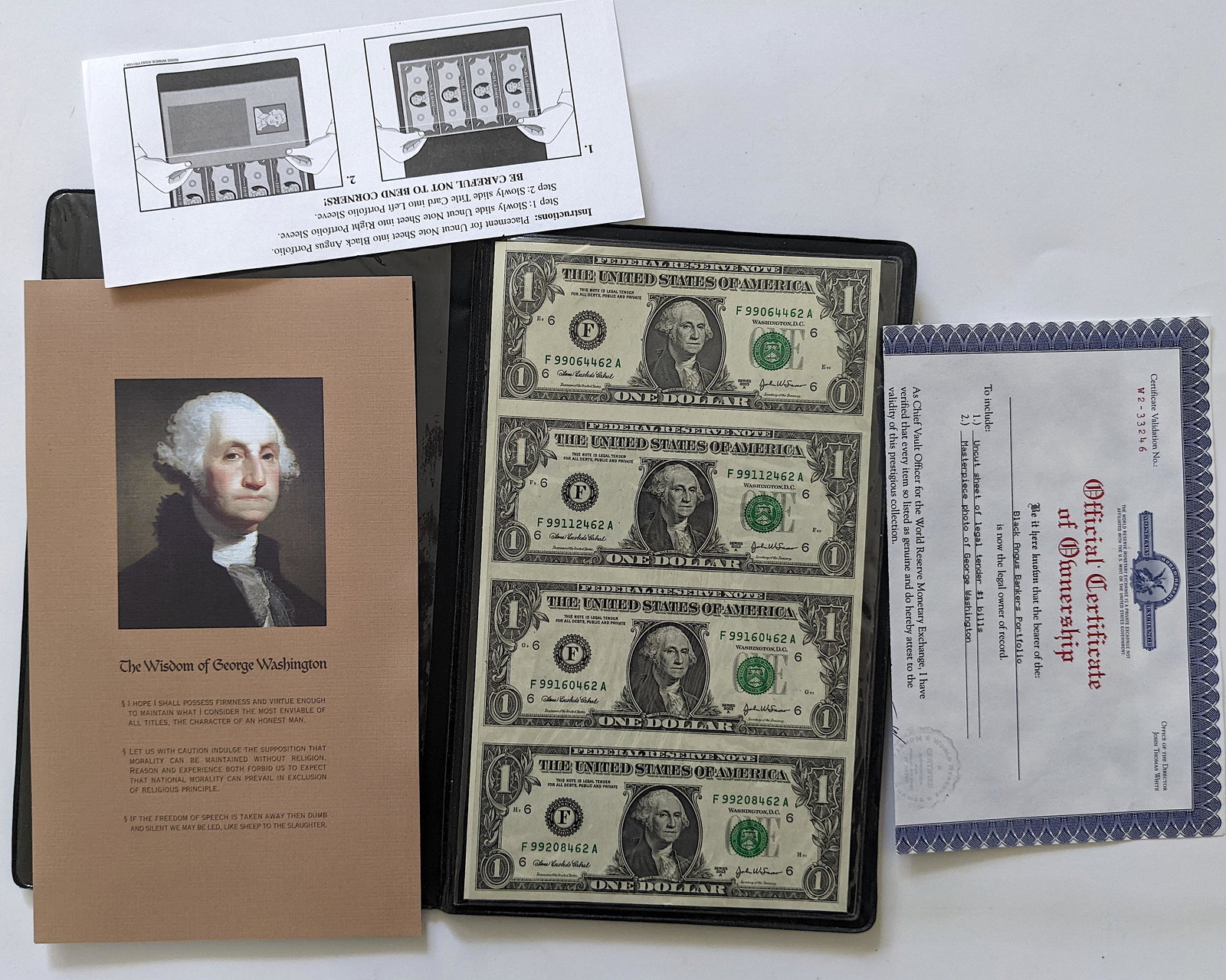 Uncut Sheet 1 Dollar Washington Bills 2003 A: Provenance from the estate of deceased owners in South Florida. ABOUT SHIPPING: This lot is located in Boca Raton, Fl and its shipment will be made directly by Artelisted. Shipping insurance is the re