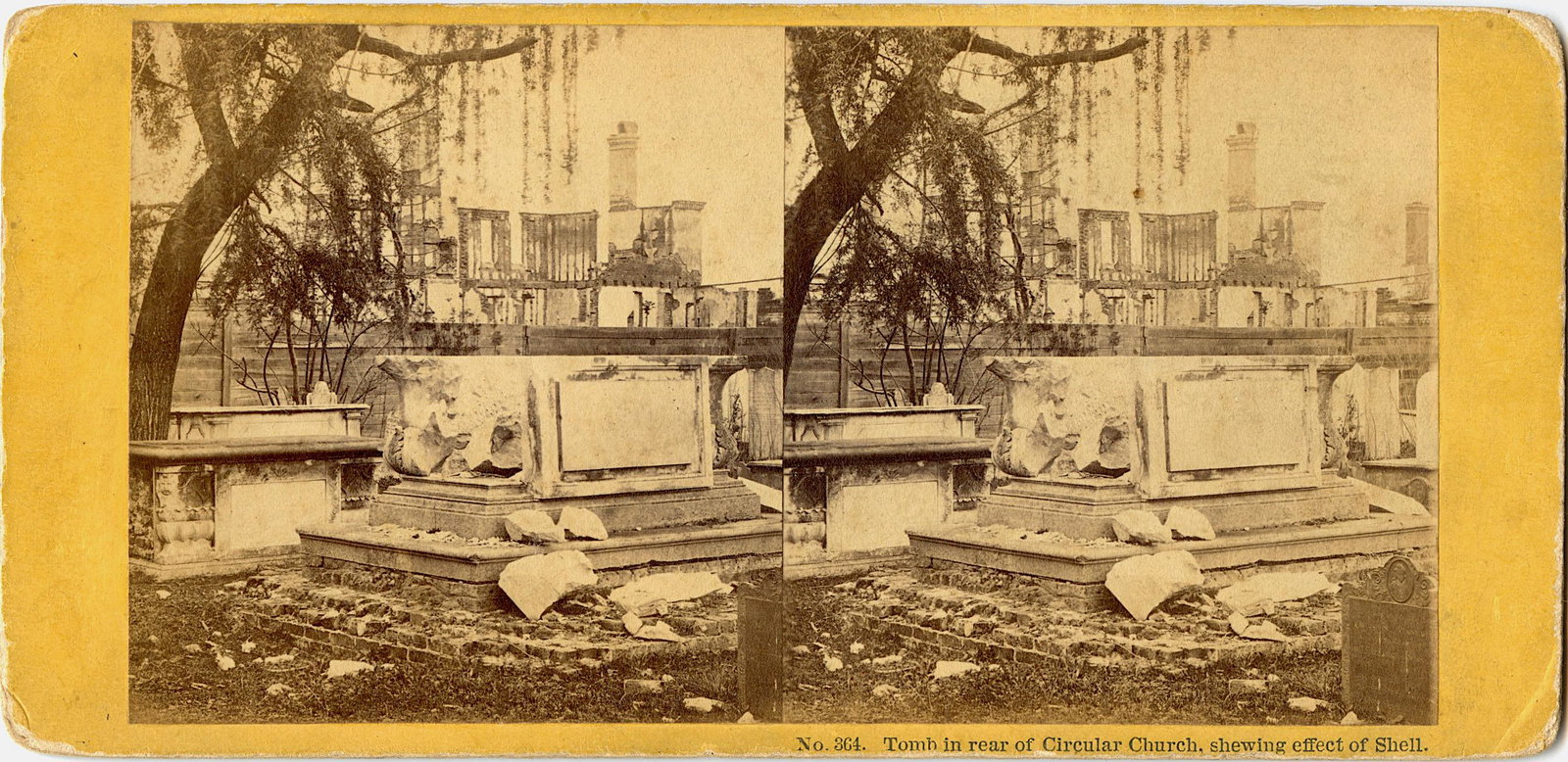 Antique Real Photo Stereoview Civil War Shell Charleston, S.C. (1 of 2)