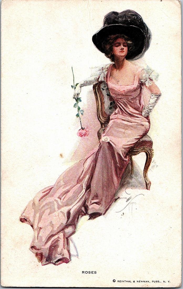 Antique Postcard Art Deco Roses Signed (1 of 2)