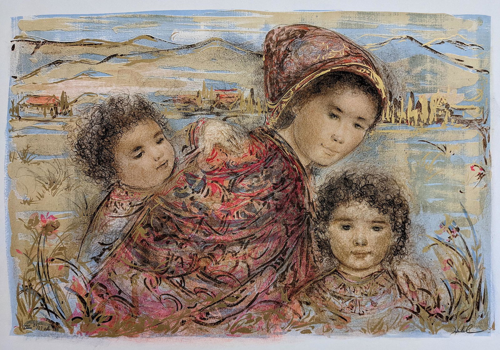 Original Stone Lithograph by Edna Hibel, Hand Signed (1 of 4)