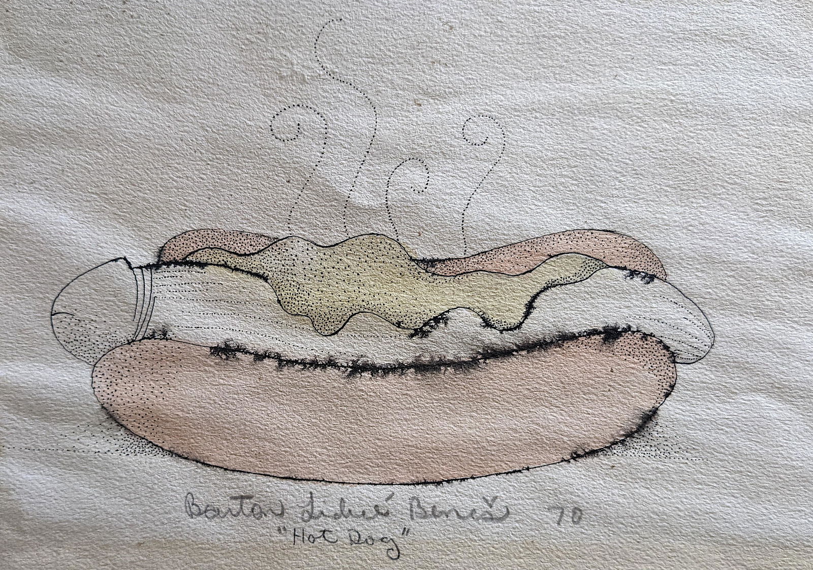 Original Art Painting BARTON LIDICE BENES, Hot Dog 1970 (1 of 3)