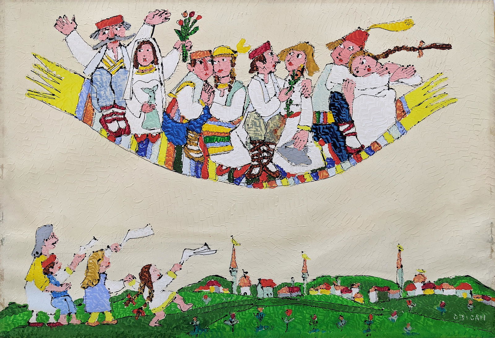 Vintage Authentic Hand Painted JOVAN OBICAN Judaica Art (1 of 4)