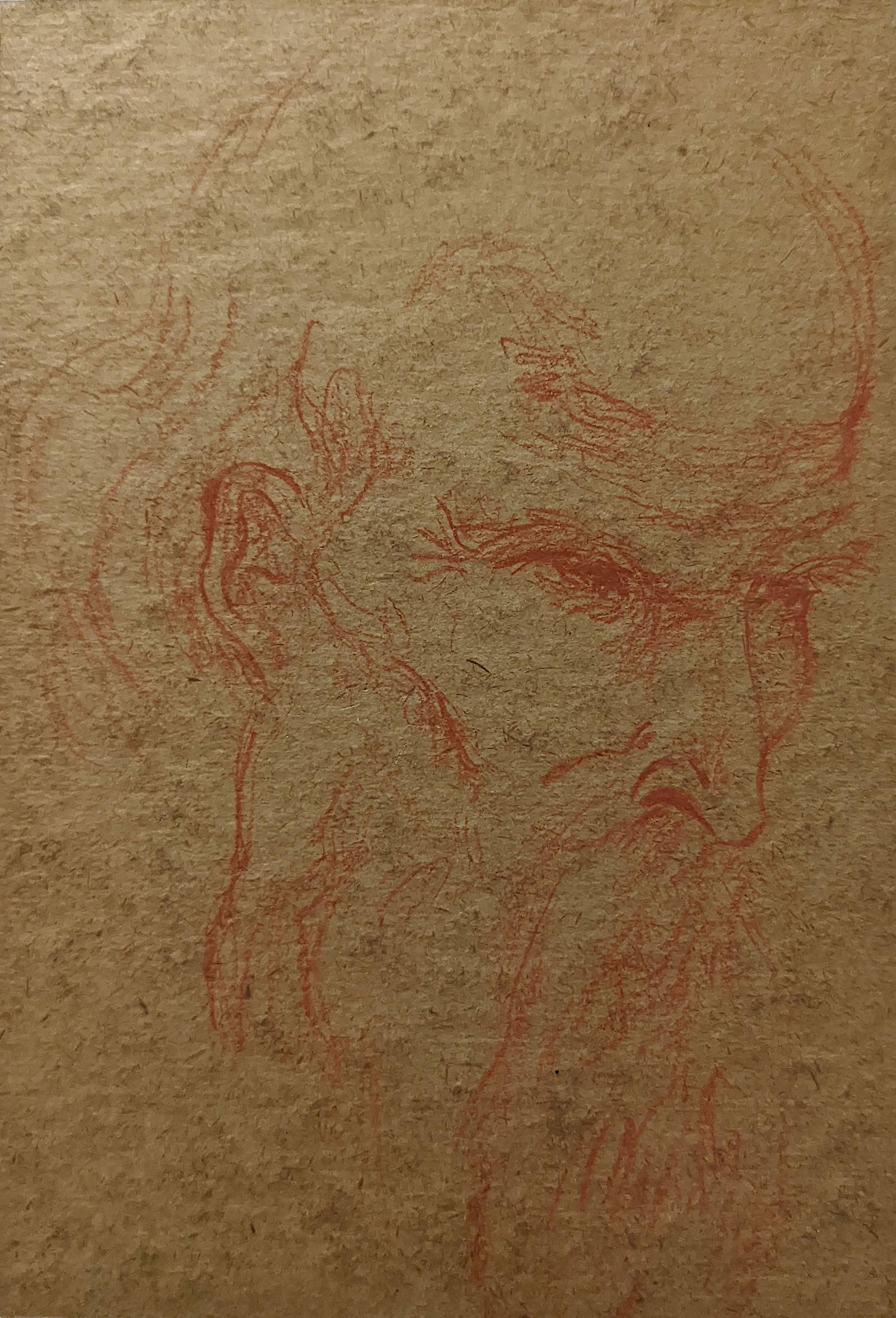 Original Vintage Hand Painted Sanguine Portrait Signed? (1 of 2)