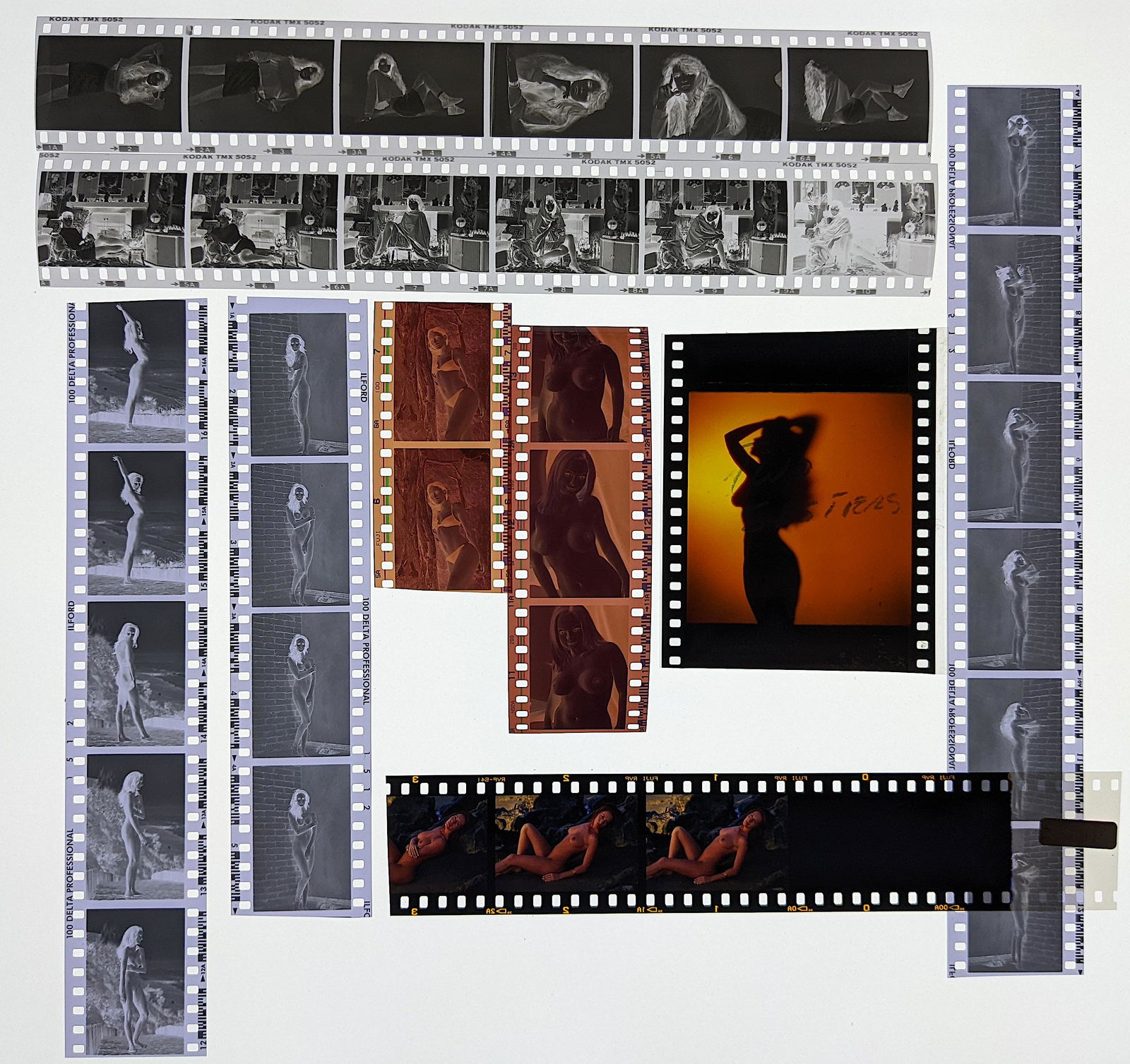 Group of Photo Positive and Negatives Pin Up Models: PROVENANCE: This collection is coming from a Professional American photographer and collector during the last 30 years in LA, CA. He asked as to do not mention his name. His collection includes many o