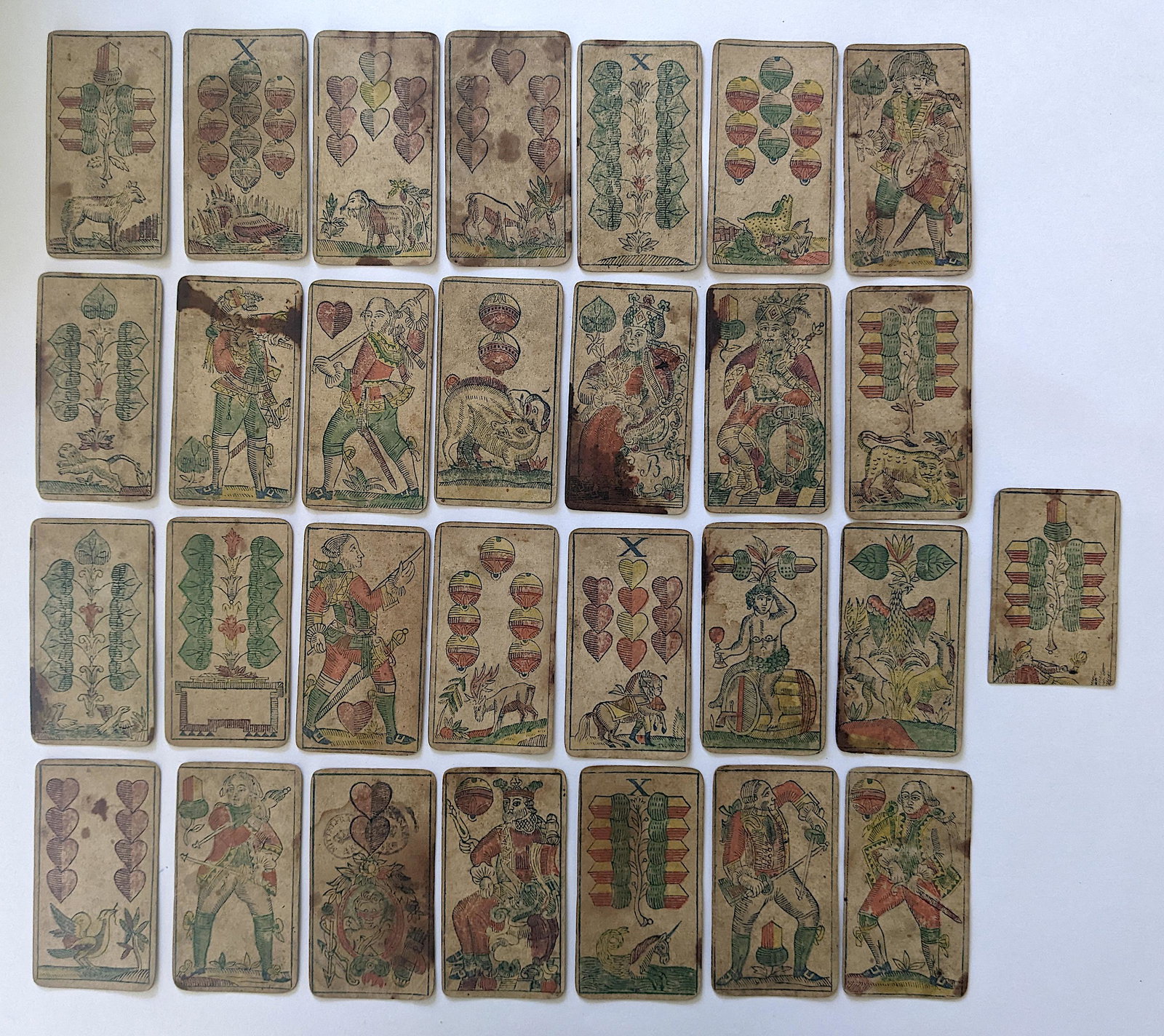 Antique Very Rare 16th. C. Play Cards Colored Set (1 of 6)