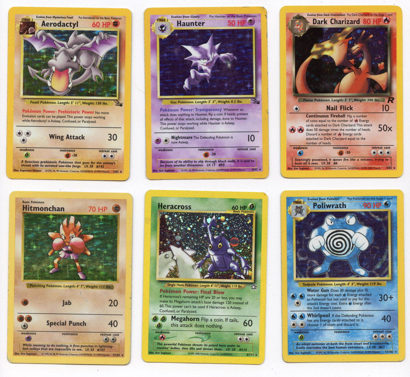 Group 6 Pokemon Holo Cards, 1990s (1 of 2)
