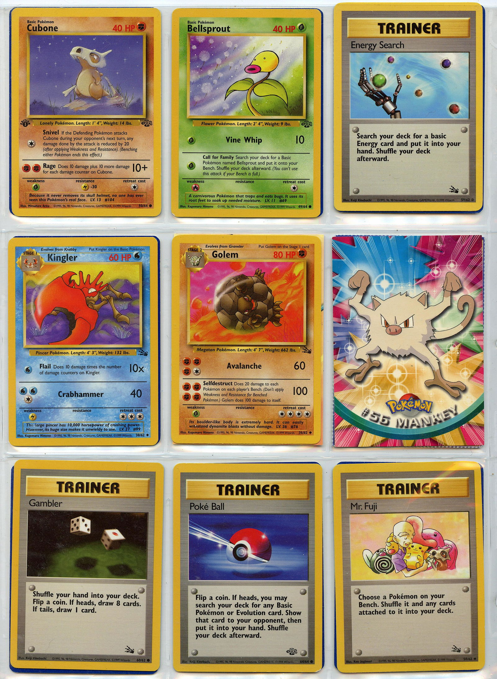 Sleeve 18 Vintage Pokemon Cards English, 1990s (1 of 2)