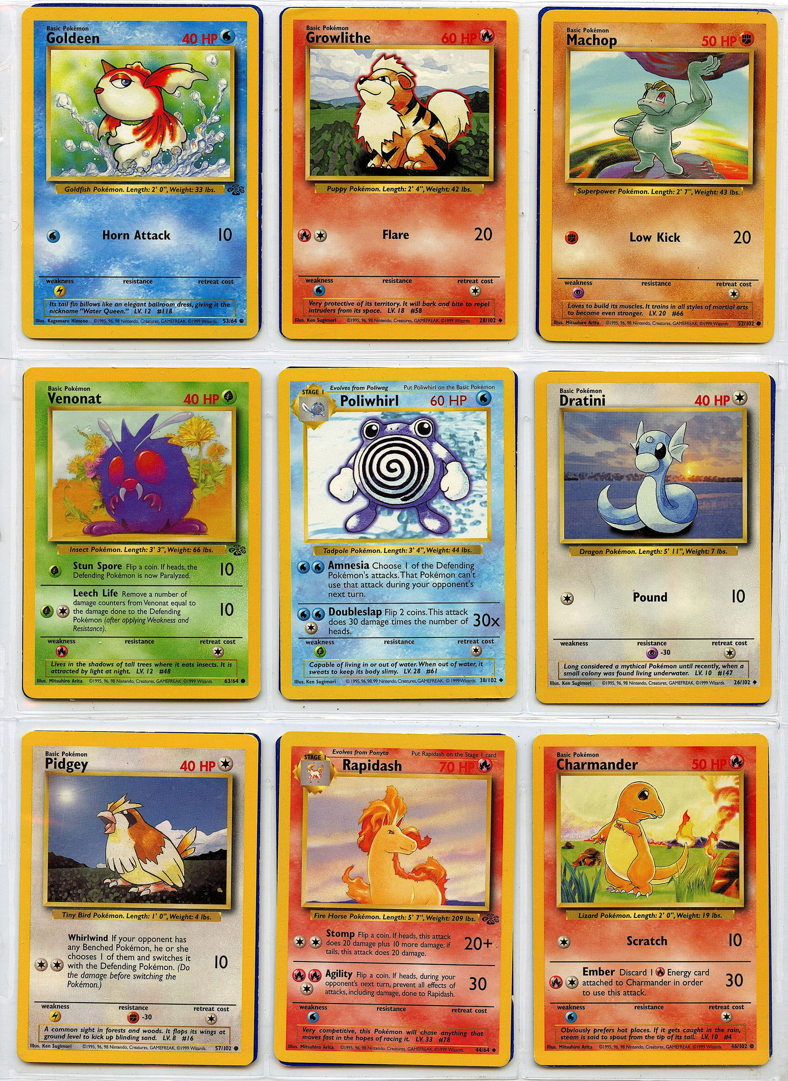 Sleeve 18 Vintage Pokemon Cards English, 1990s (1 of 2)