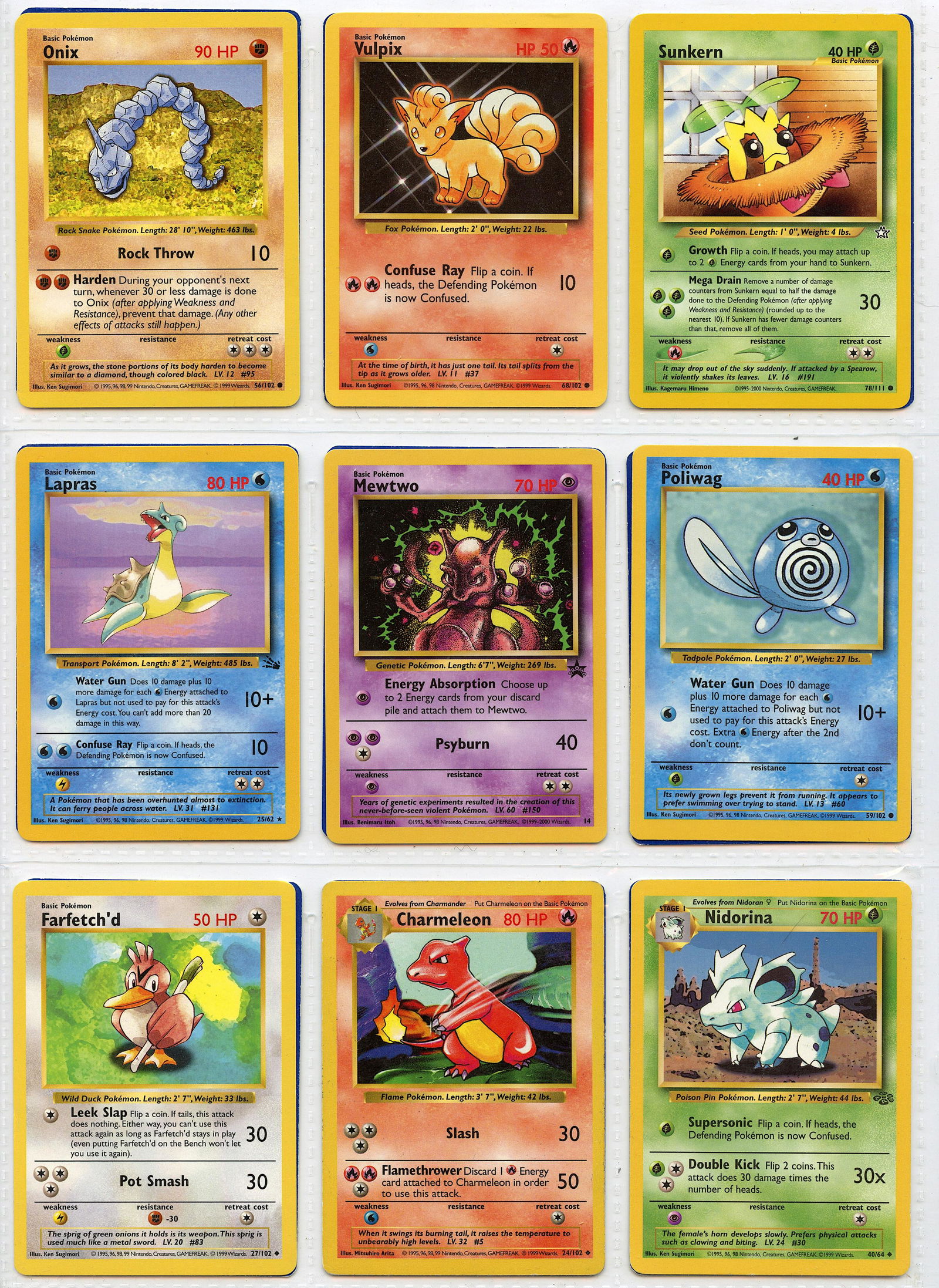 Sleeve 18 Vintage Pokemon Cards English, 1990s (1 of 2)