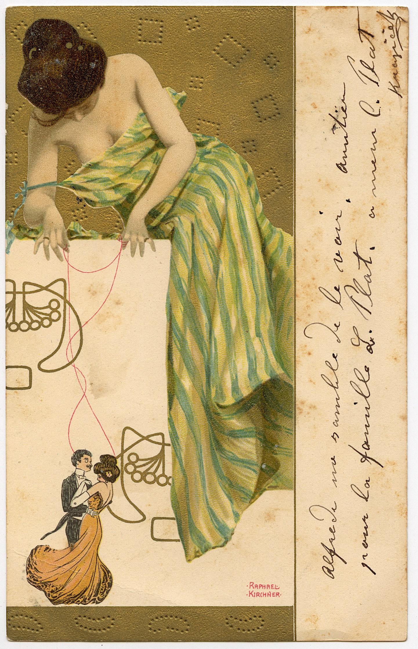 Antique Postcard Raphael Kirchner Art Nouveau: The dimensions of an antique/vintage postcard are Approx. 5.5"x 3.5" (small variances can occur). ABOUT SHIPPING: This lot is located in Boca Raton, Fl and its shipment will be made directly by Arteli