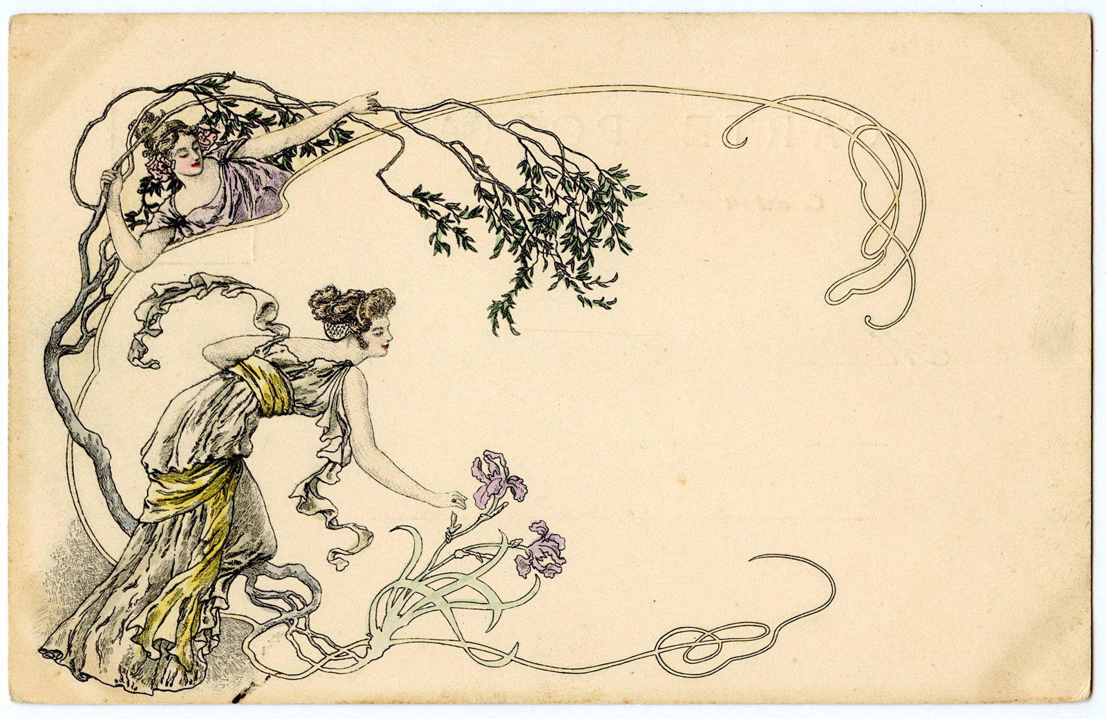 Antique Postcard Art Nouveau Mucha Style: The dimensions of an antique/vintage postcard are Approx. 5.5"x 3.5" (small variances can occur). ABOUT SHIPPING: This lot is located in Boca Raton, Fl and its shipment will be made directly by Arteli