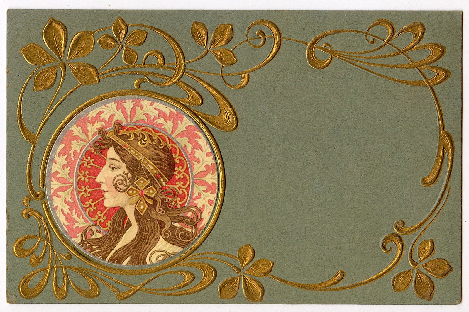 Antique Postcard Art Nouveau Mucha Style: The dimensions of an antique/vintage postcard are Approx. 5.5"x 3.5" (small variances can occur). ABOUT SHIPPING: This lot is located in Boca Raton, Fl and its shipment will be made directly by Arteli