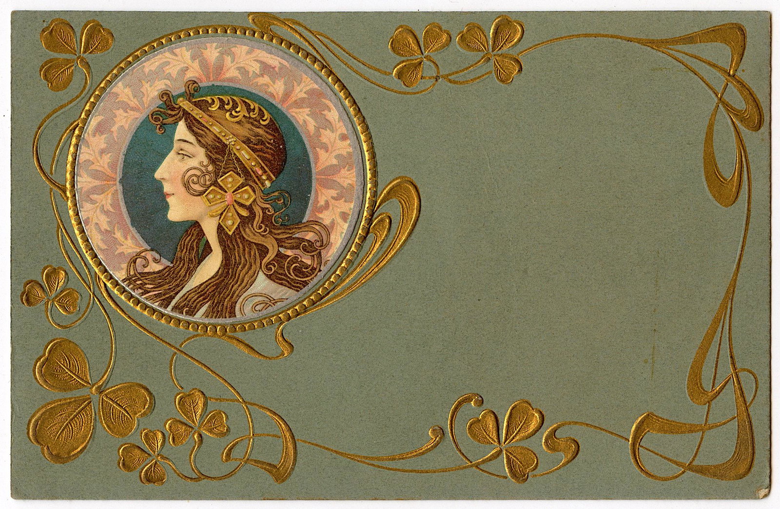 Antique Postcard Art Nouveau Mucha Style: The dimensions of an antique/vintage postcard are Approx. 5.5"x 3.5" (small variances can occur). ABOUT SHIPPING: This lot is located in Boca Raton, Fl and its shipment will be made directly by Arteli