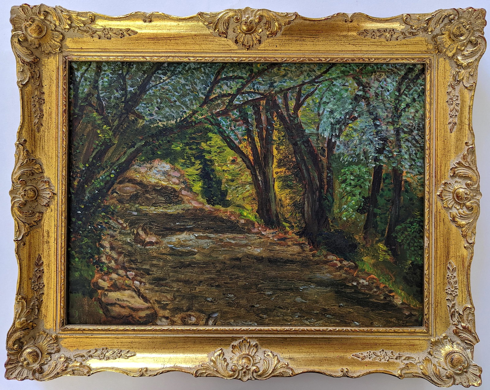 Henriette WYETH (attrb.) Signed Oil on Artistic Board, 1922: Beautiful oil on artistic canvas/board with dimensions 12" x 16. The original frame is include (1.75" wide). This artwork is hand signed lower right and with the following information on the back: "So