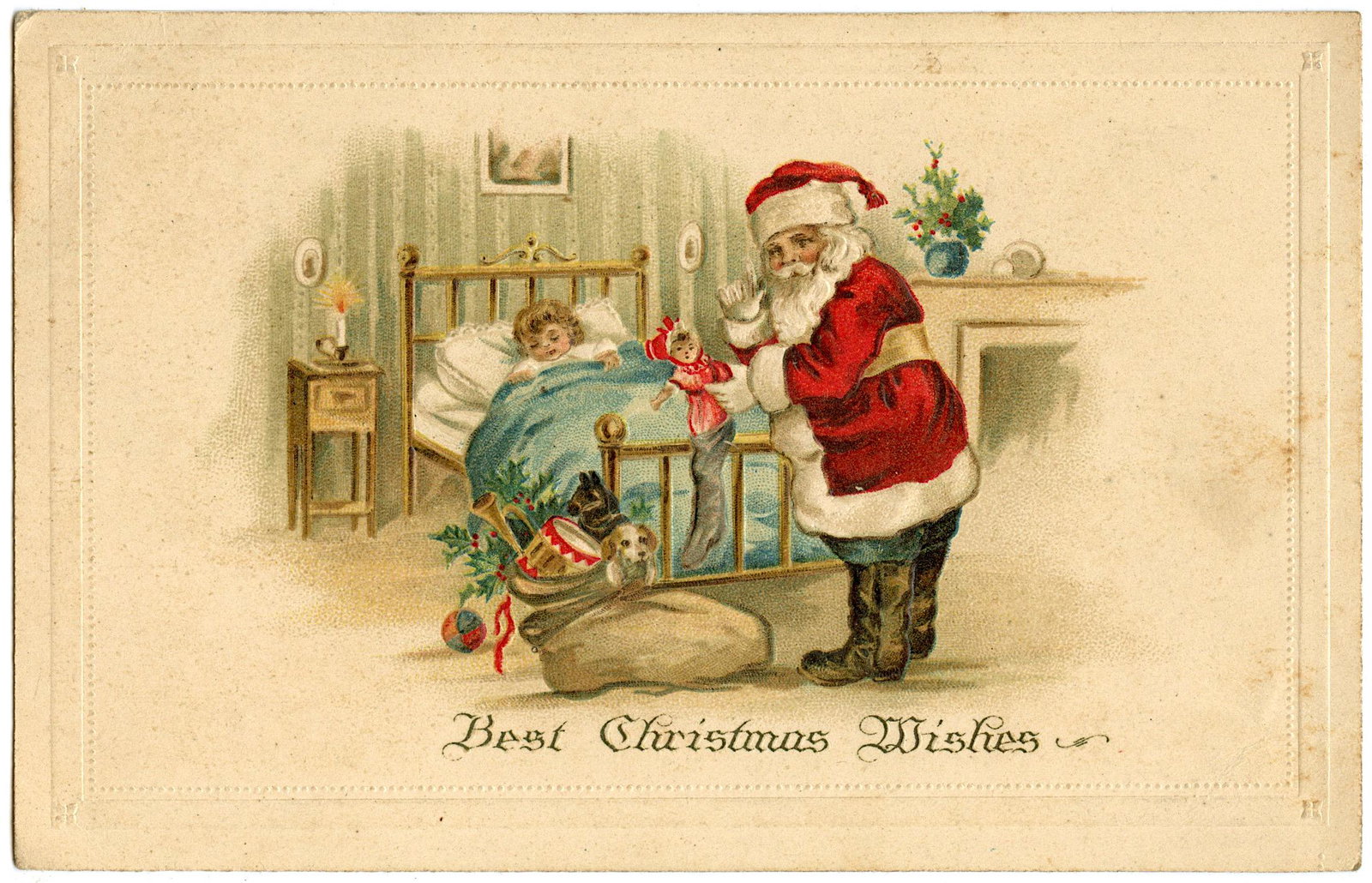 Original Vintage Rare Postcard Christmas Santa Claus (1 of 2)