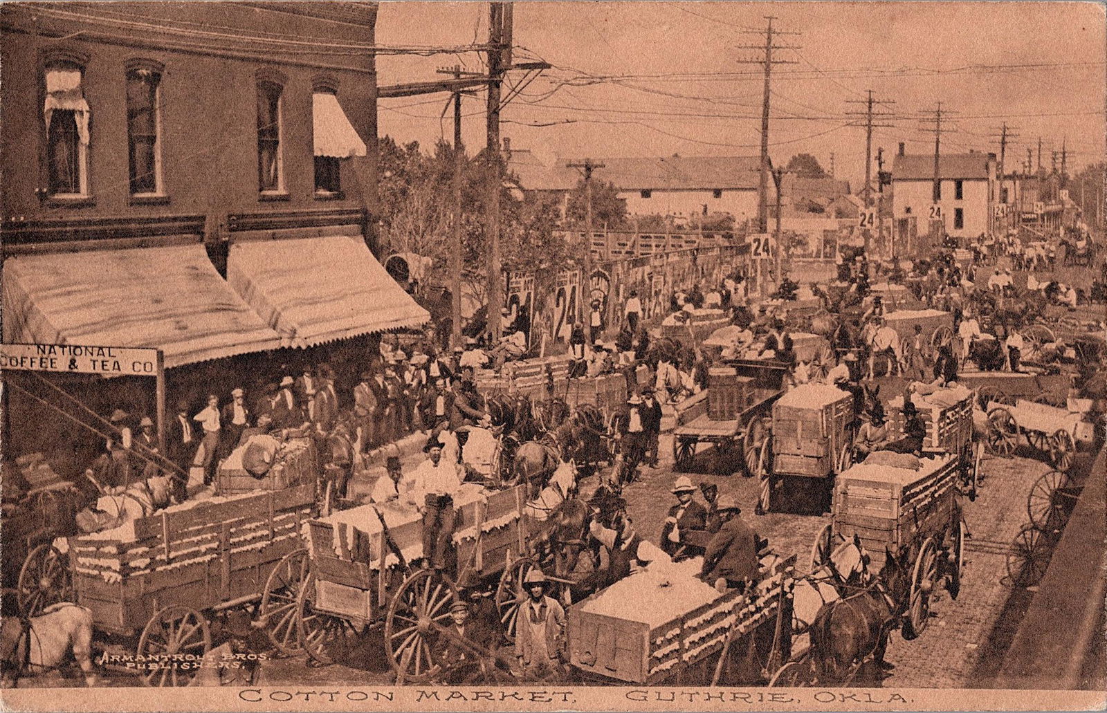 Antique Vintage Rare Postcard Cotton Market Oklahoma (1 of 2)
