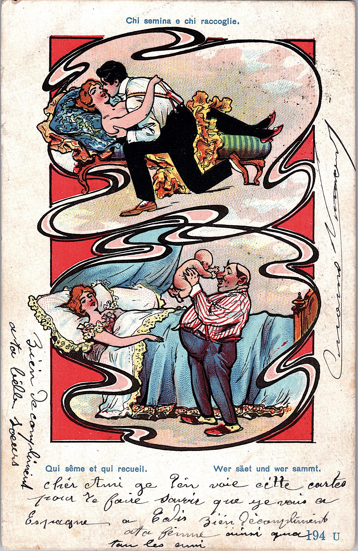 Antique Vintage Rare Postcard Art Nouveau Illustration: The dimensions of an antique/vintage postcard are Approx. 5.5"x 3.5" (small variances can occur). ABOUT SHIPPING: This lot is located in Boca Raton, Fl and its shipment will be made directly by Arteli