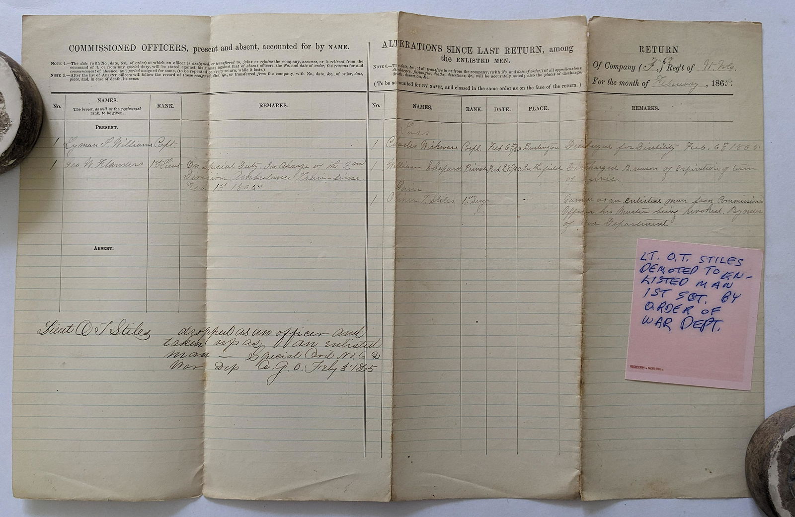 Original Civil War Military Written Document (1 of 2)