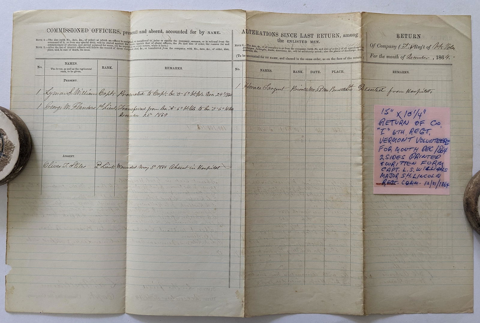 Original Civil War Military Written Document (1 of 2)