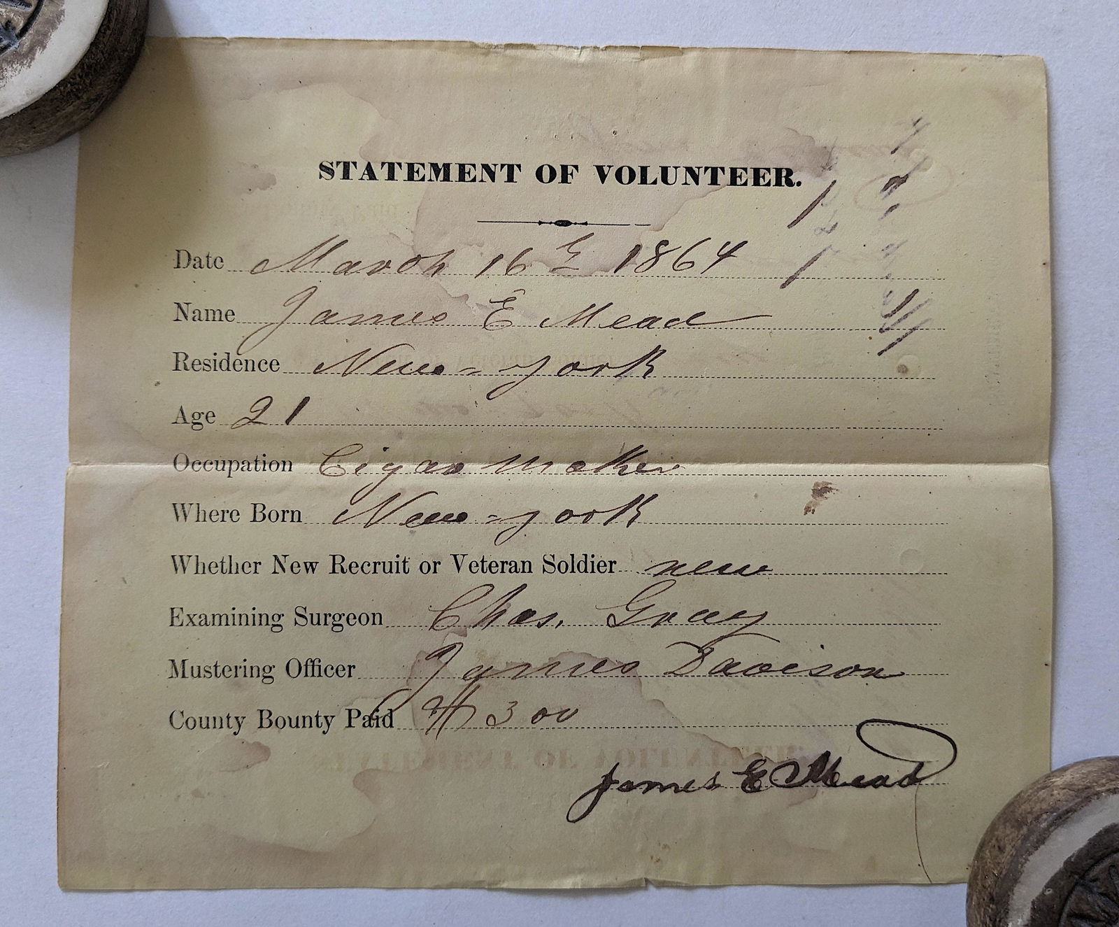 Original Civil War Military Written Document (1 of 2)