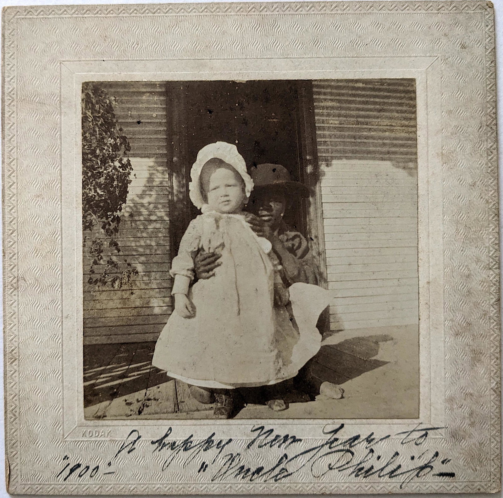 Antique Eastman Kodak Photo Girl with African American, 1900: The provenance is from an important artist/collector in Gainesville, GA. ABOUT SHIPPING: This lot is located in Boca Raton, Fl and its shipment will be made directly by Artelisted. Shipping insurance 