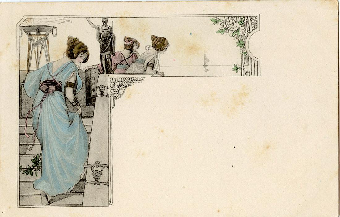 Antique Postcard French Art Nouveau M. M Vienne: The dimensions of an antique/vintage postcard are Approx. 5.5"x 3.5" (small variances can occur). ABOUT SHIPPING: This lot is located in Boca Raton, Fl and its shipment will be made directly by Arteli